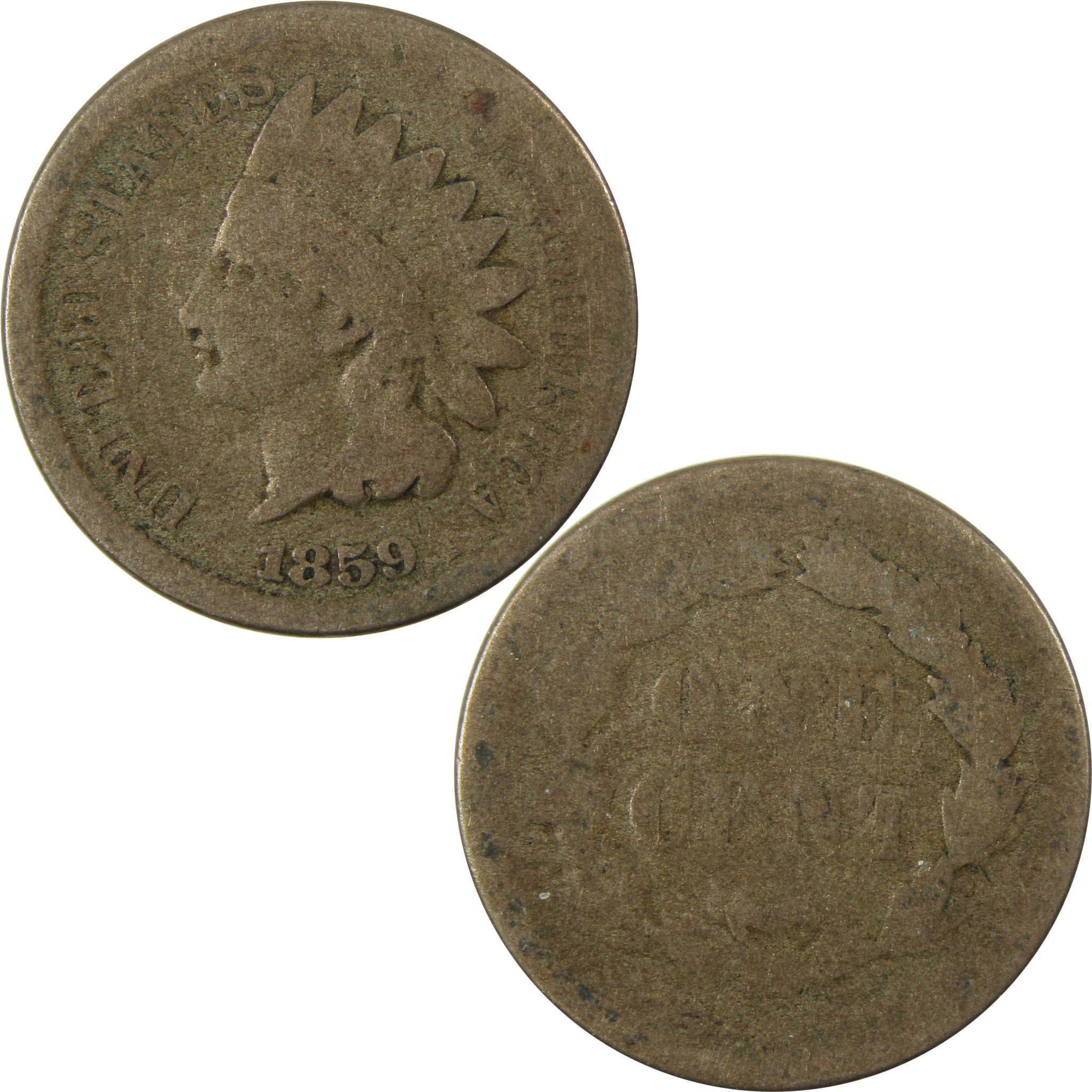 1859 Indian Head Cent AG About Good Penny 1c Coin SKU:CP1287