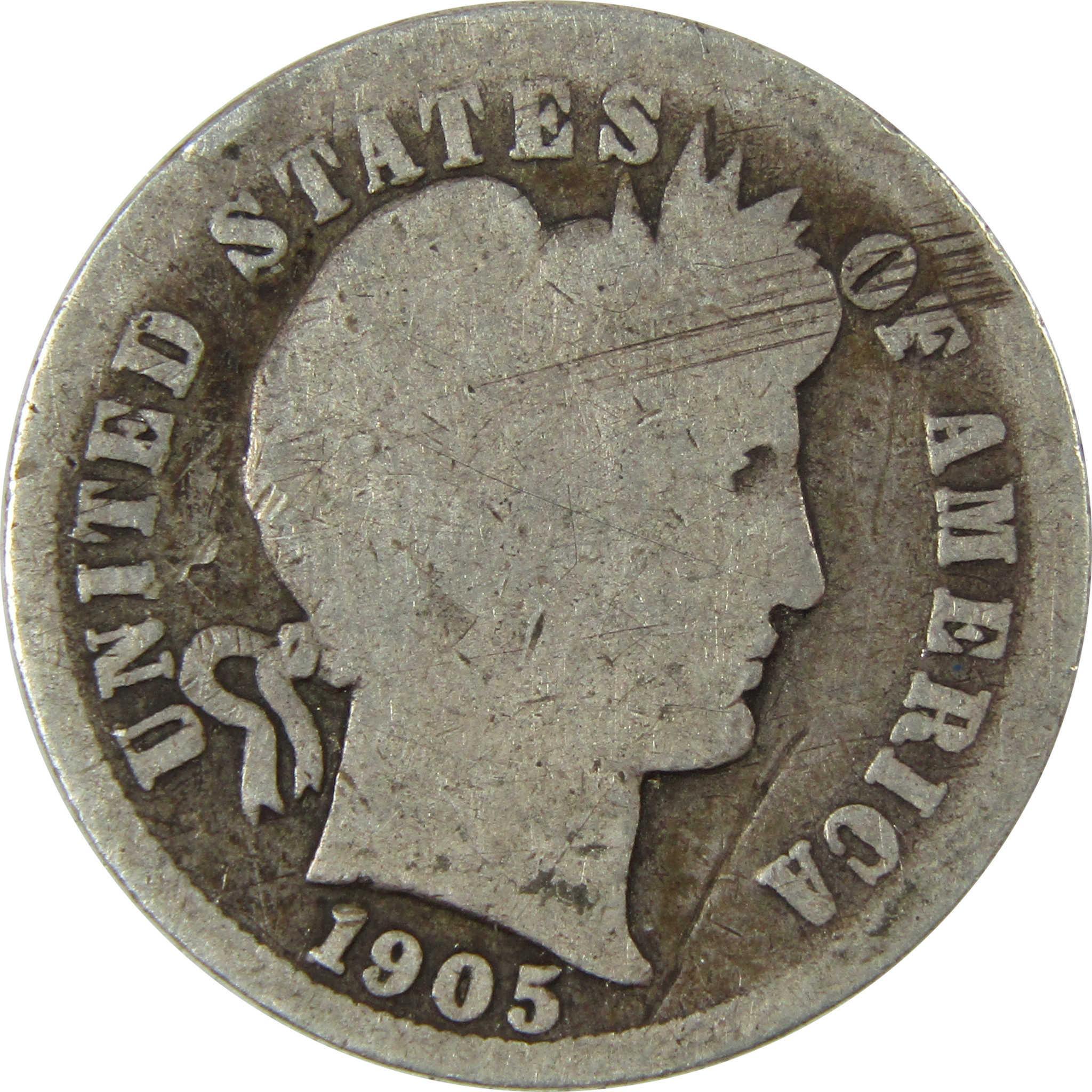 1905 O Micro O Barber Silver Dime AG About Good Details SKU:I26622