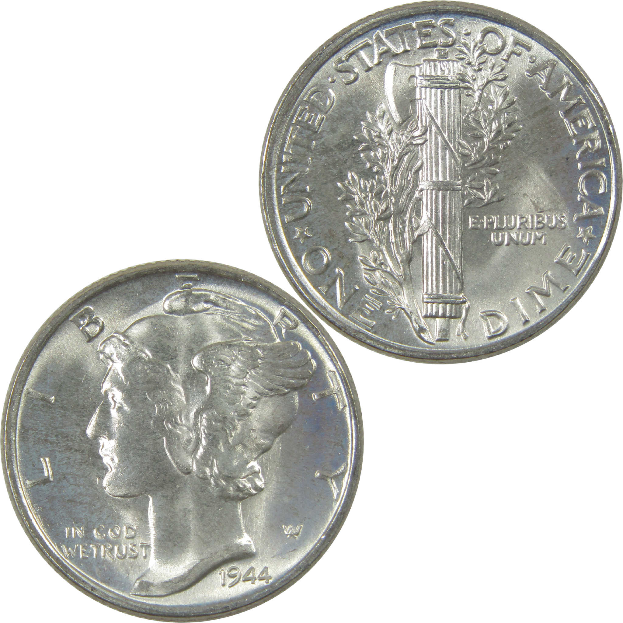 1944 Mercury Dime BU Very Choice Uncirculated Mint State Silver