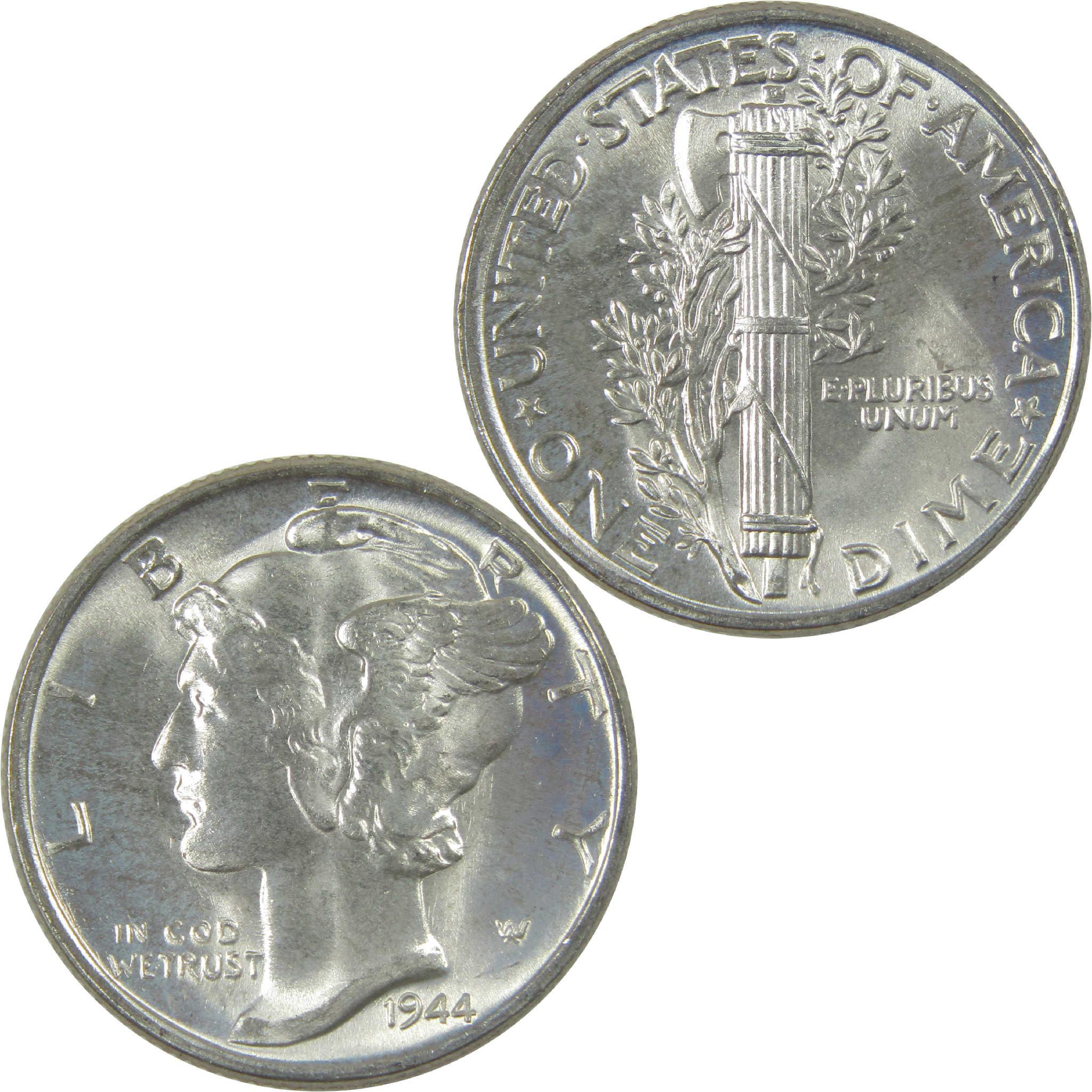 1944 Mercury Dime BU Very Choice Uncirculated Mint State Silver