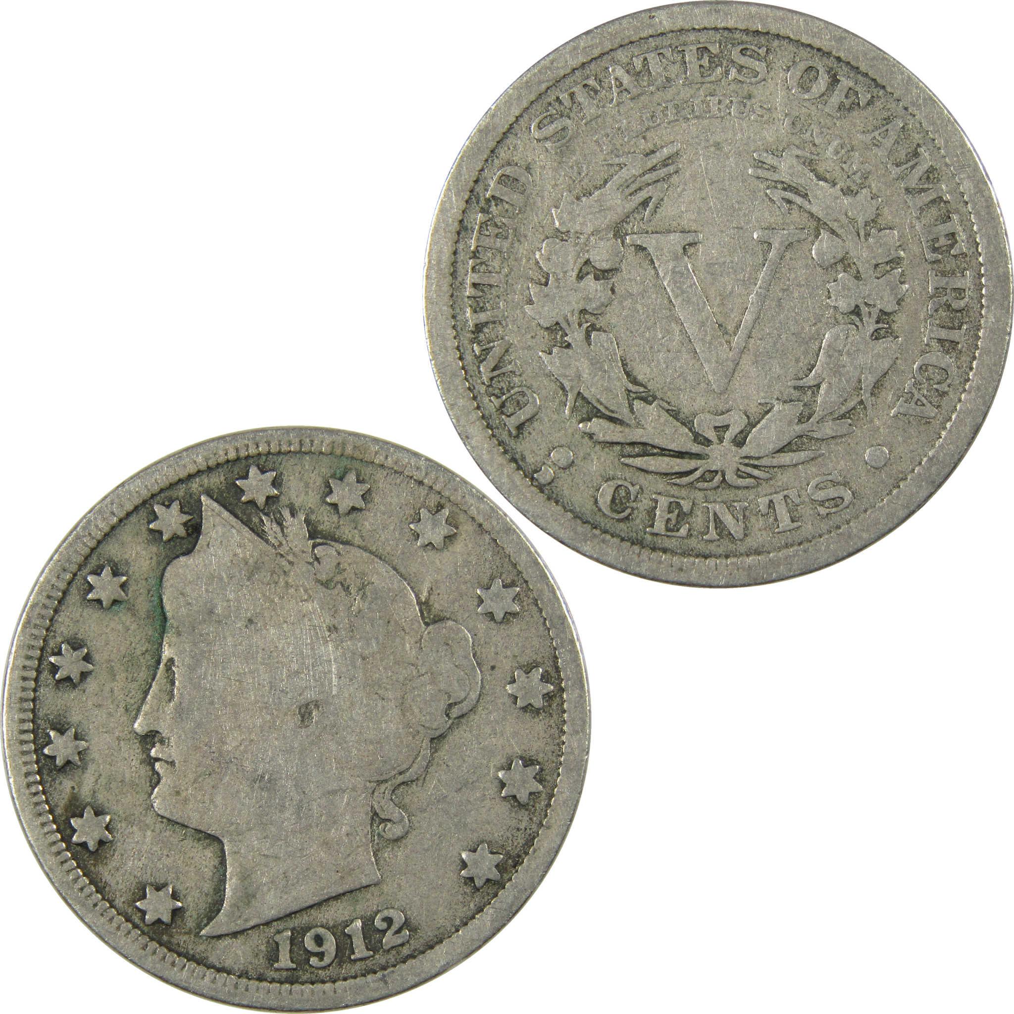 1912 D Liberty Head V Nickel G Good 5c Coin SKU:I27054