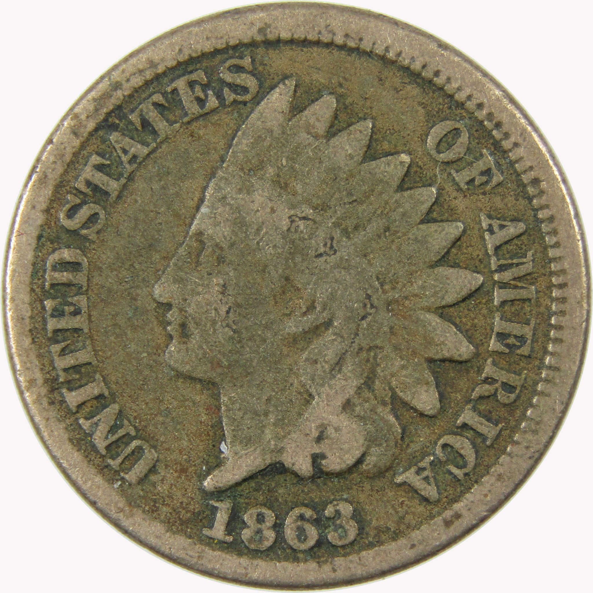 1863 Indian Head Cent AG About Good Penny 1c Coin SKU:CP1094