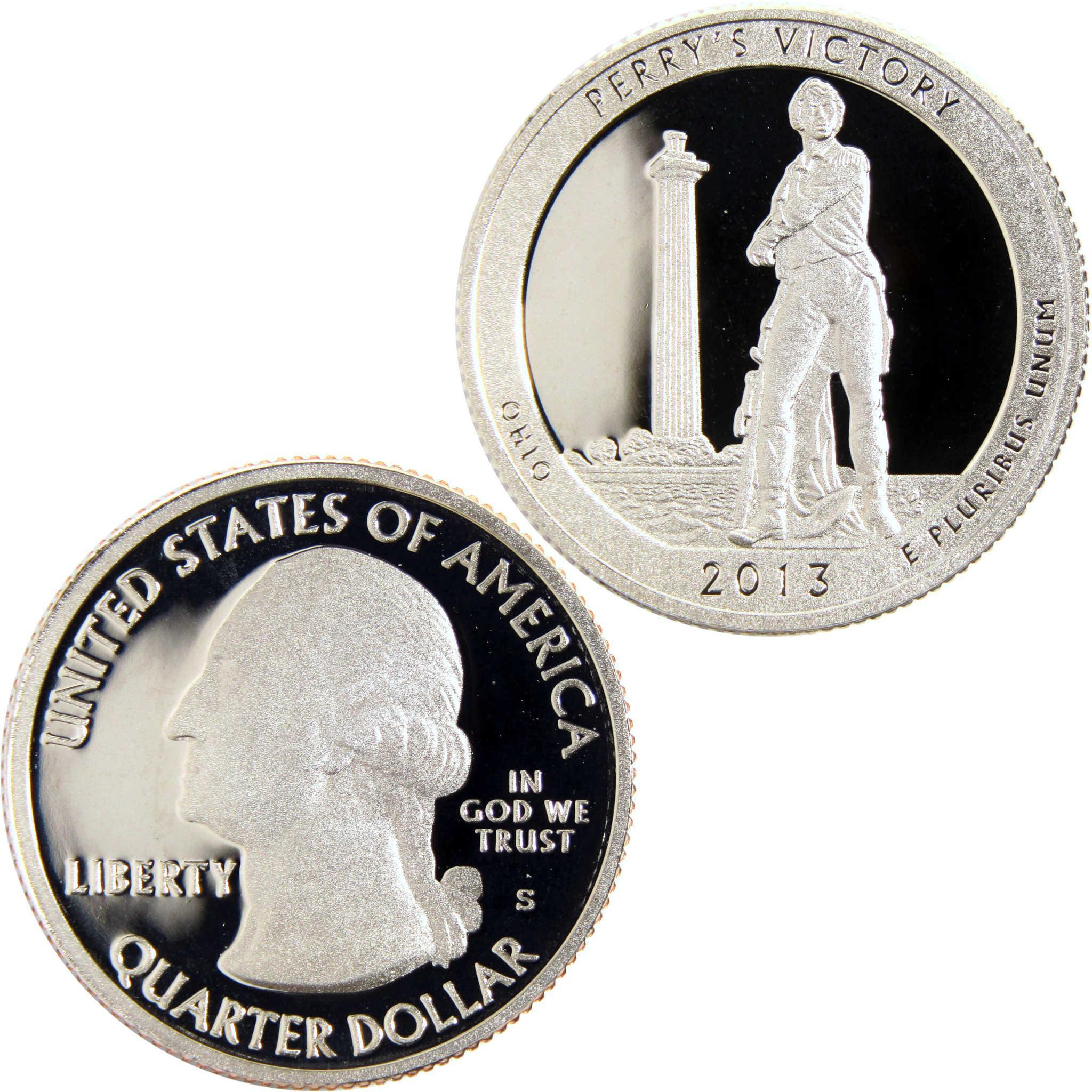 2013 Perry's Victory Ohio quarter dollar collectible coin, obverse and reverse sides