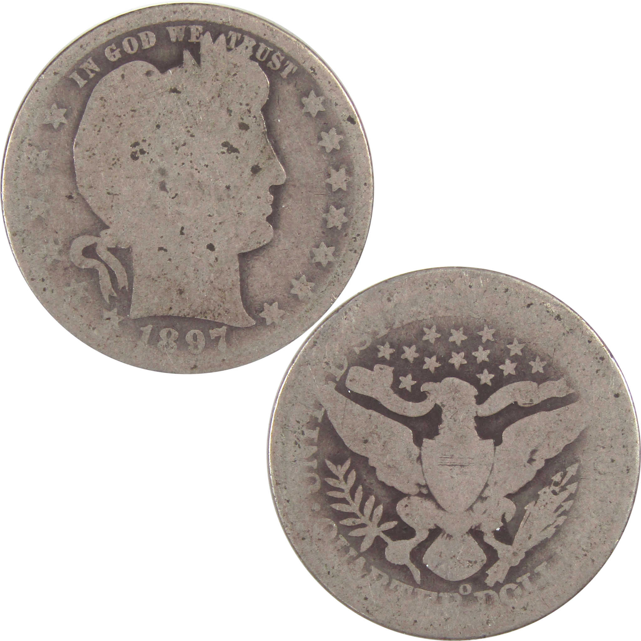 1897 O Barber Quarter AG About Good Silver 25c Coin SKU:I18128