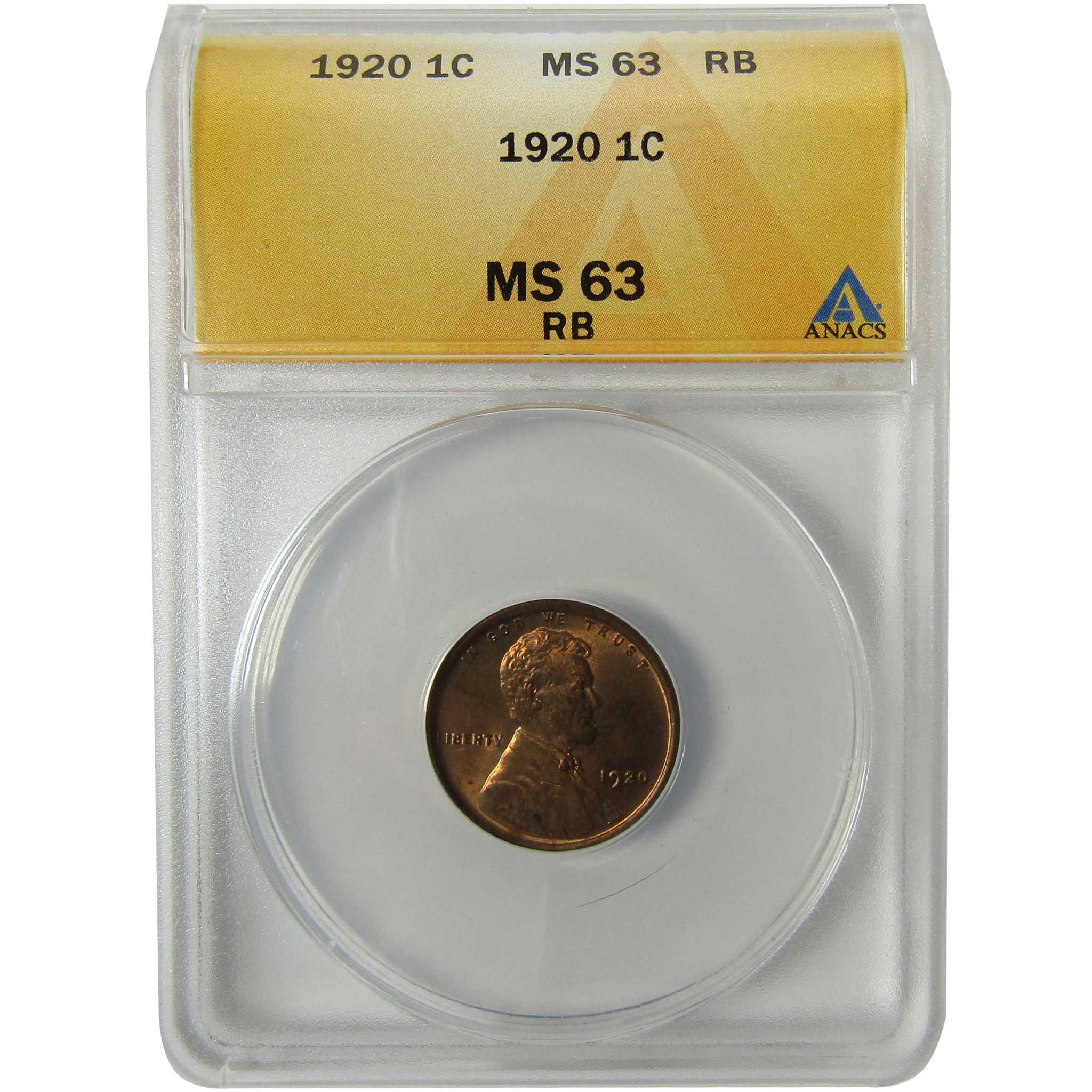 1920 Lincoln Wheat Cent MS 63 RB ANACS Uncirculated Penny SKU:I28454