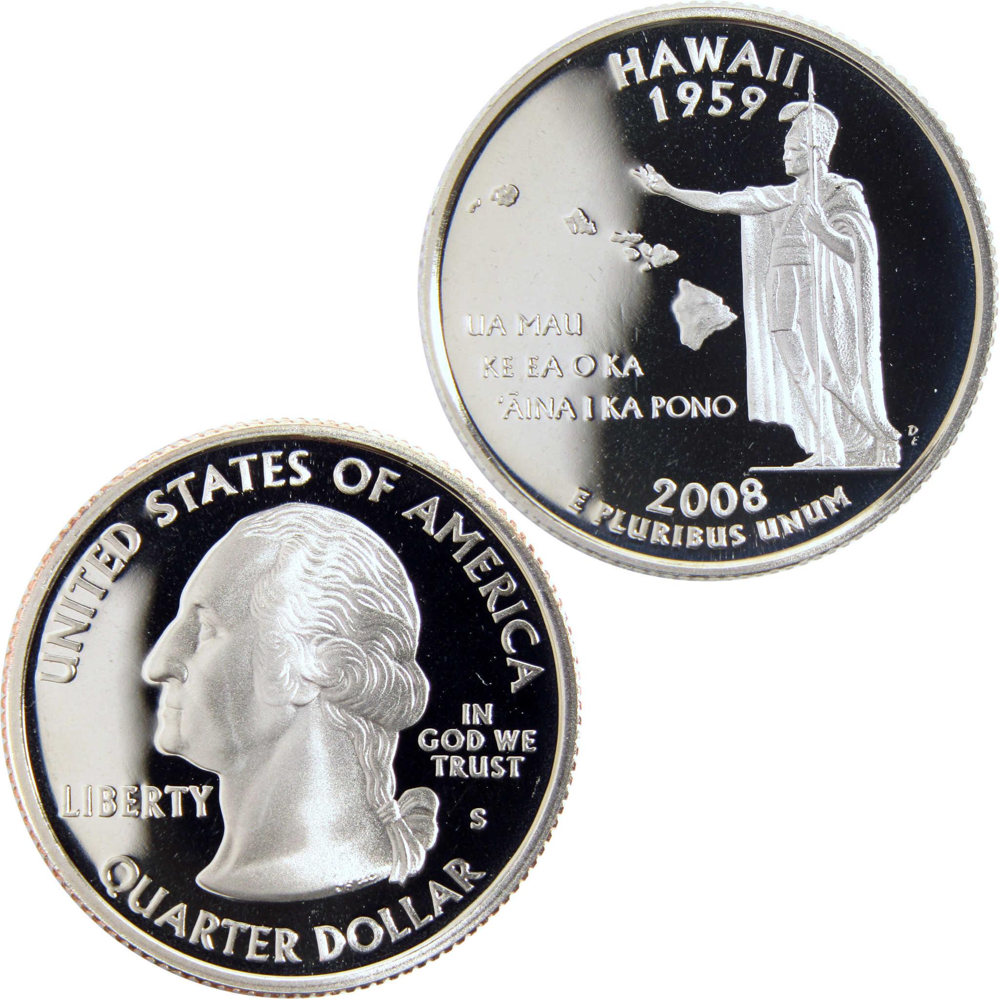 2008 Hawaii State Quarter, proof coin, collectible US quarter dollar front and back
