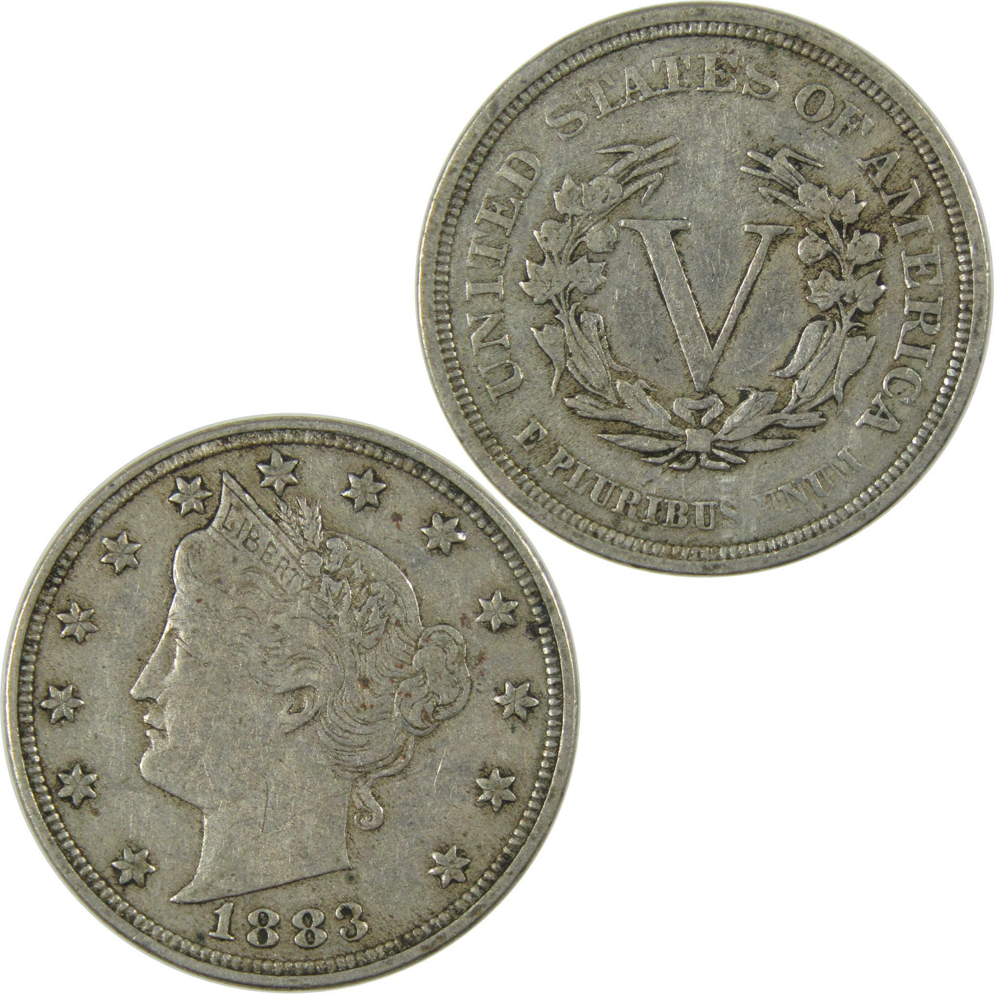 1883 No Cents Liberty Head V Nickel VF Very Fine 5c Coin SKU:I27245