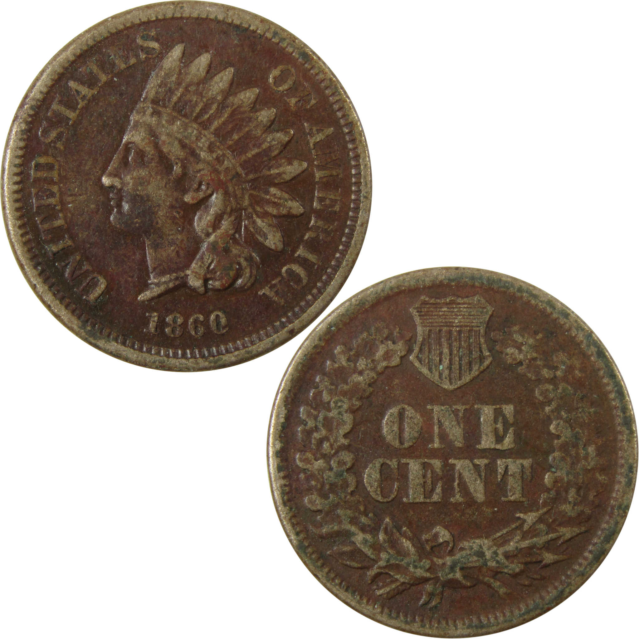 1860 Pointed Bust Indian Head Cent F Fine Details Penny SKU:CP1162