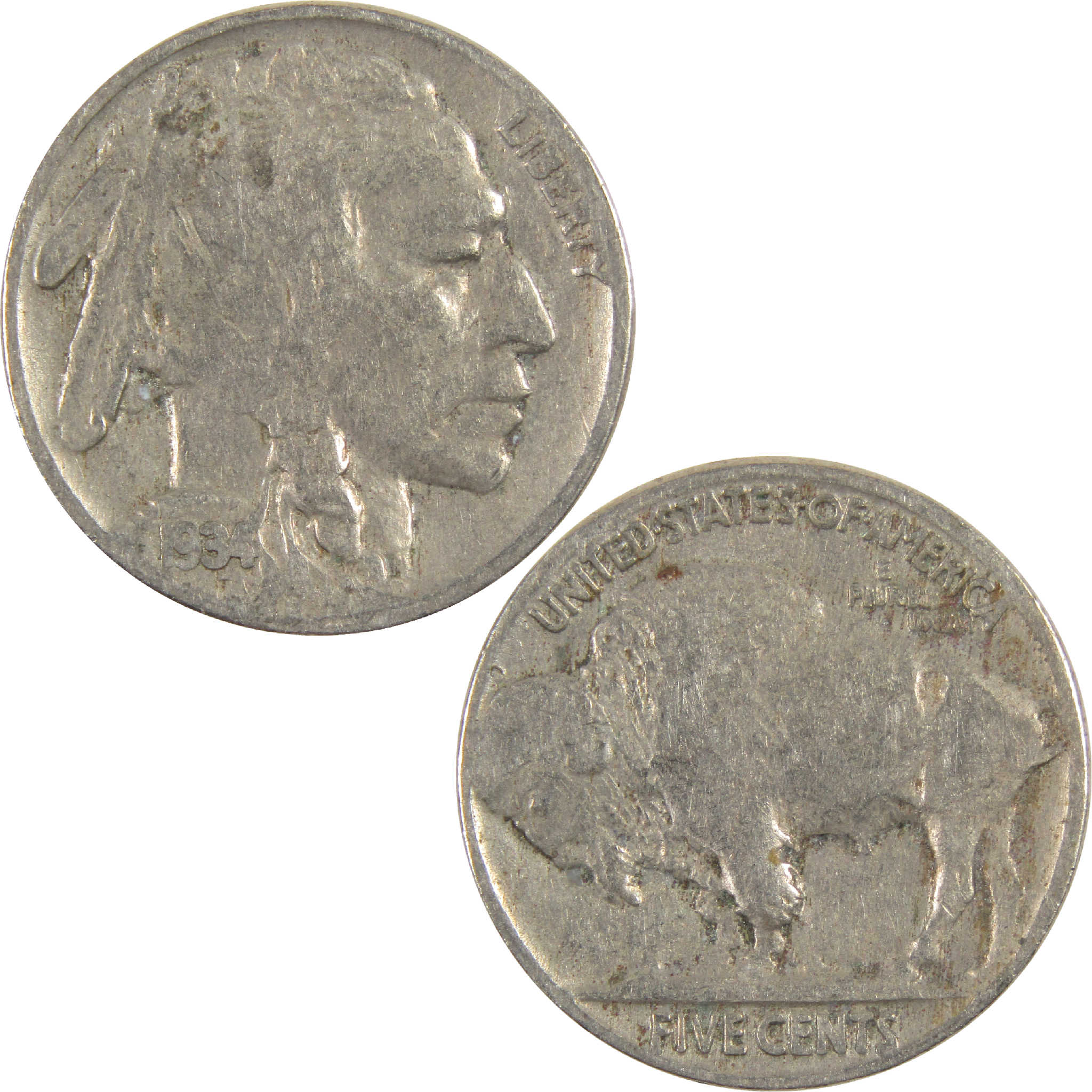 1934 Indian Head Buffalo Nickel G Good 5c Coin