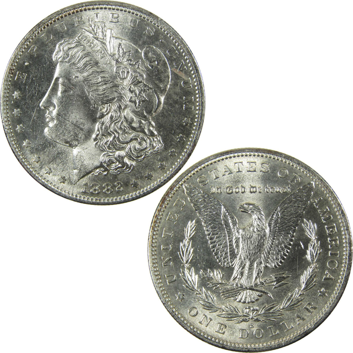 1882 S Morgan Silver Dollar Uncirculated Mint State $1 Coin SKU:I27072 - Morgan coin - Morgan silver dollar - Morgan silver dollar for sale - Profile Coins & Collectibles