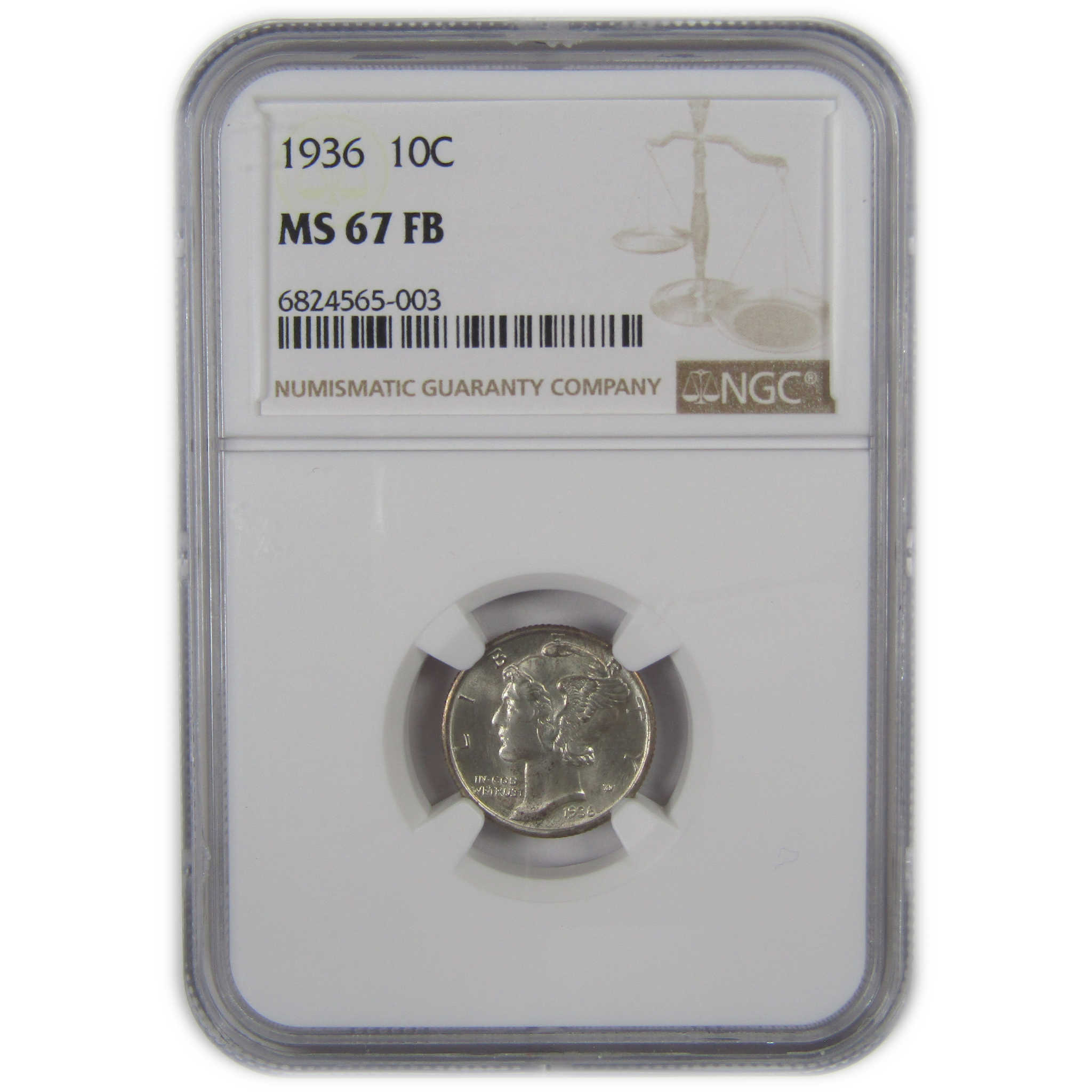 1936 Mercury Dime MS 67 FB NGC Silver Uncirculated 10c Coin SKU:I23443