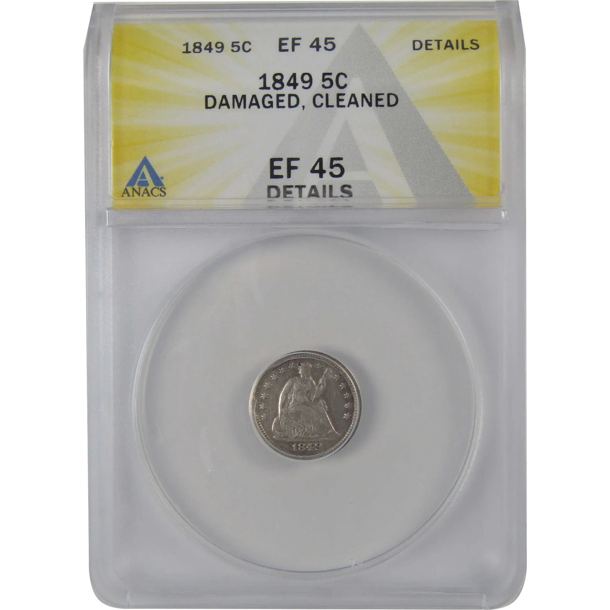 1849 Seated Liberty Half Dime EF 45 Details ANACS Silver SKU:CP127
