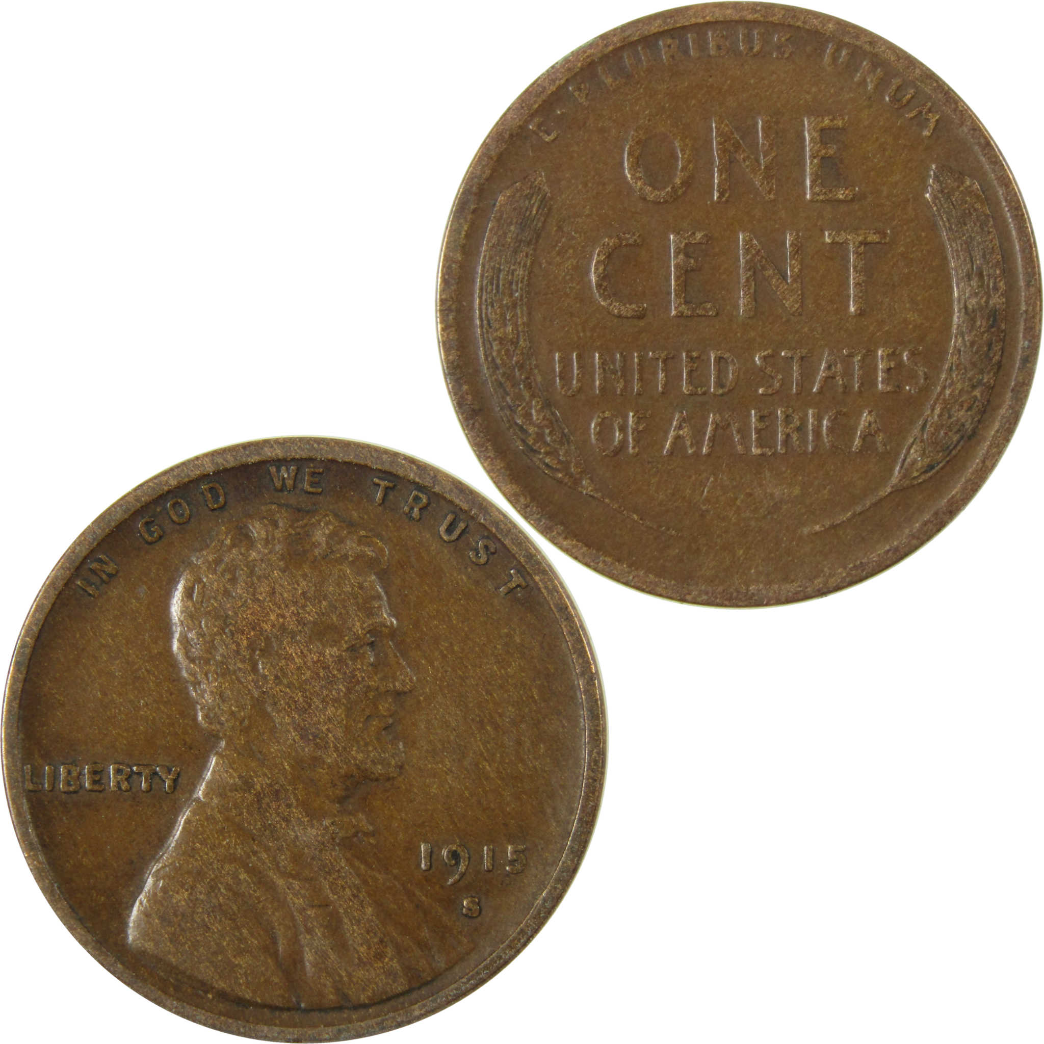 1915 S Lincoln Wheat Cent VF Very Fine Penny 1c Coin SKU:I28139