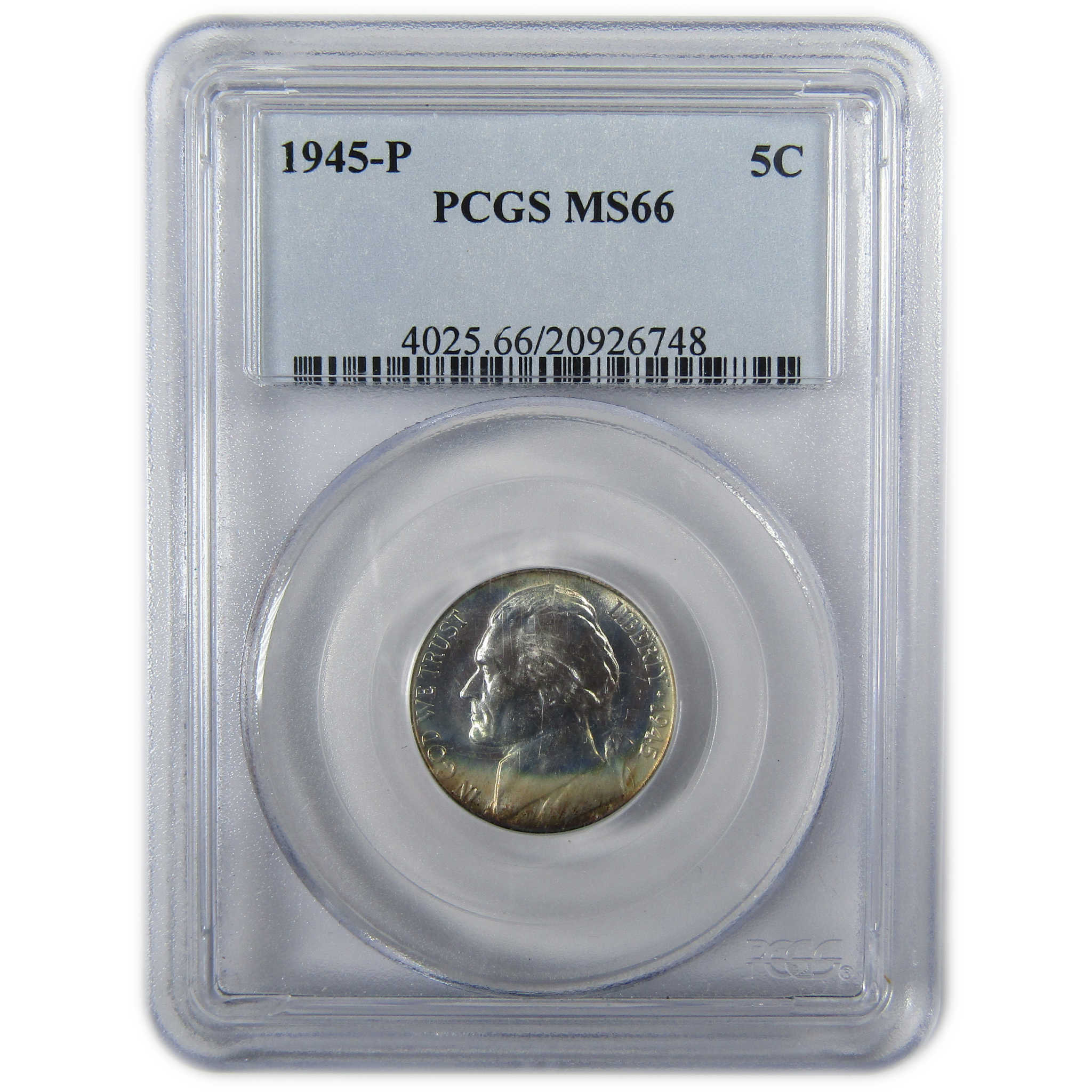 1945 P Jefferson Wartime Silver 5c MS 66 PCGS Toned SKU:I26441