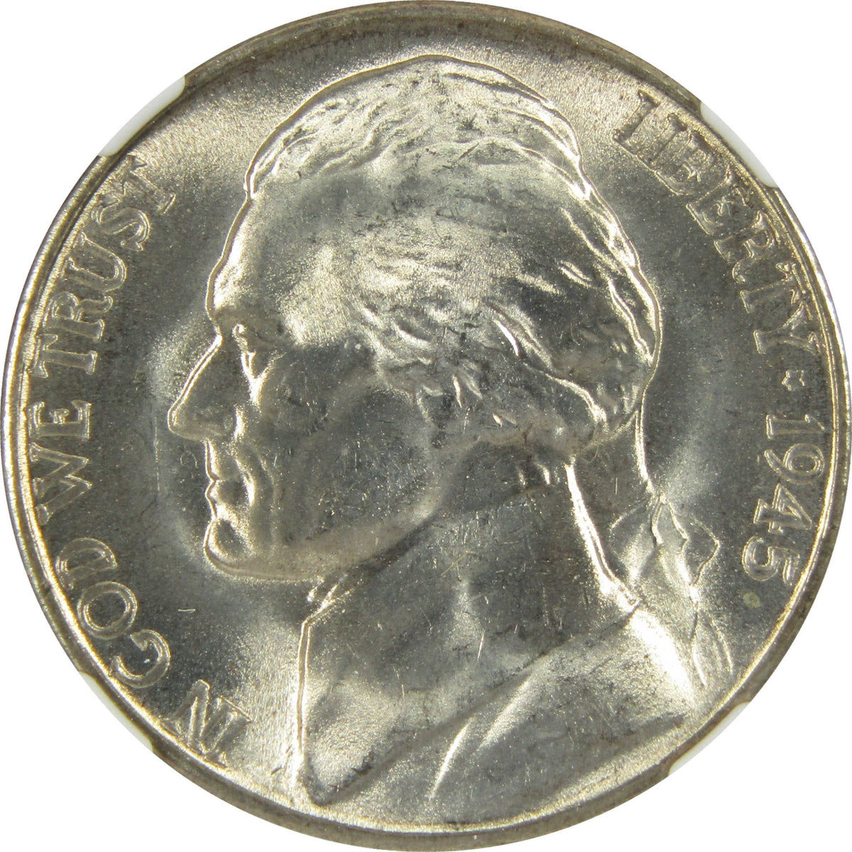 1945 S Jefferson Wartime Silver Nickel MS 66 NGC 5c Coin SKU:I28835