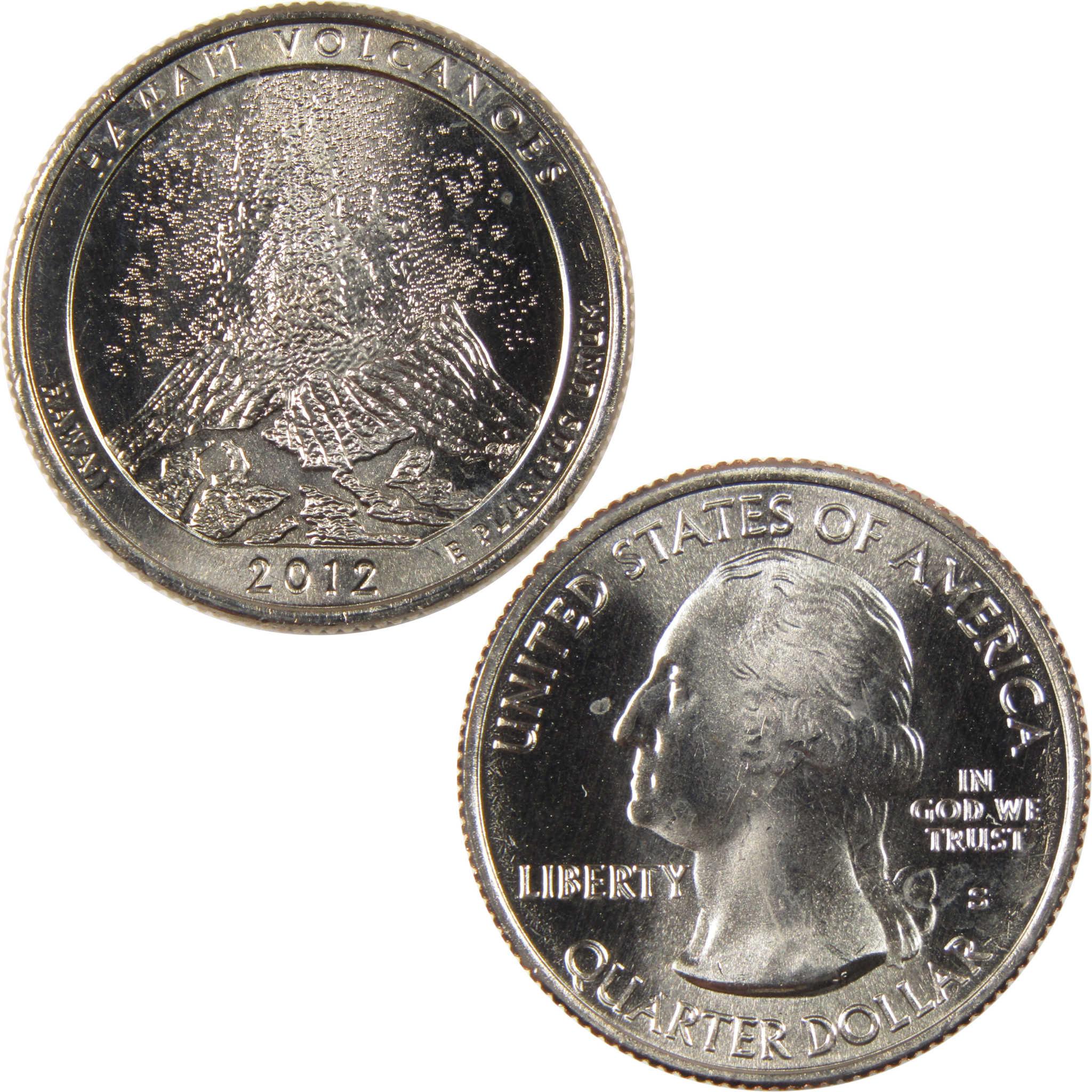 2012 Hawaii Volcanoes National Park quarter, collectible U.S. coin, obverse and reverse view
