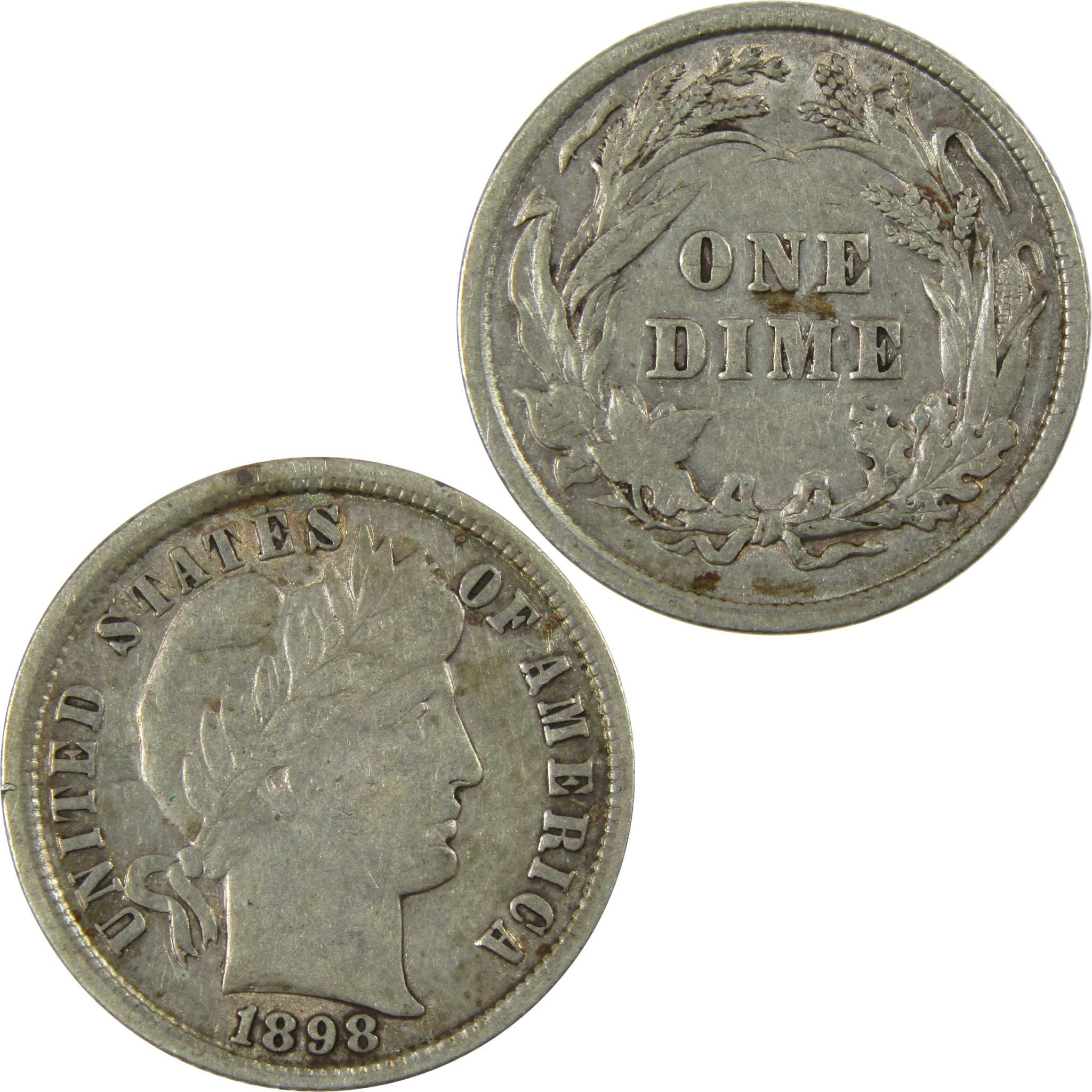 1898 Barber Silver Dime XF EF Extremely Fine 10c Coin SKU:CP684
