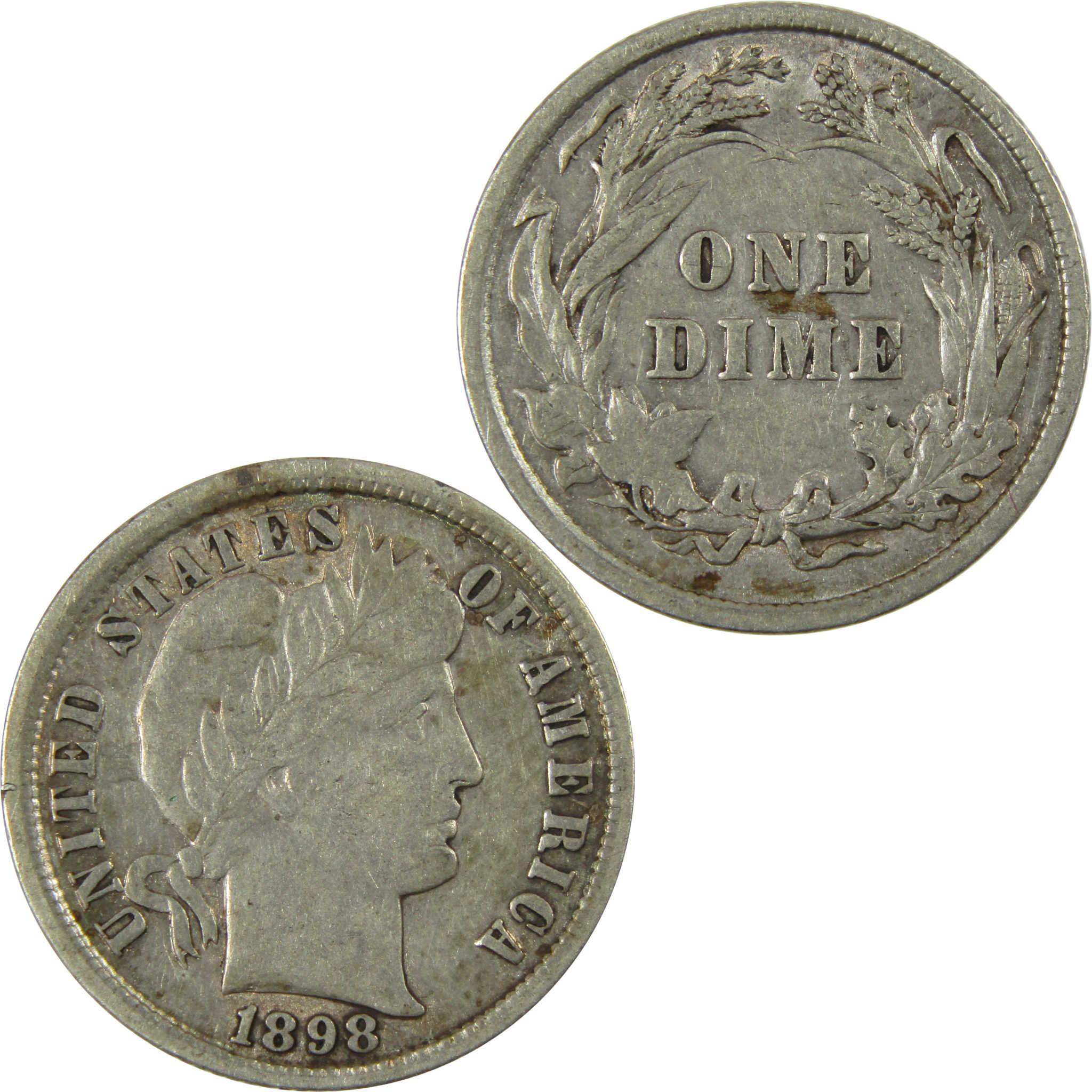 1898 Barber Silver Dime XF EF Extremely Fine 10c Coin SKU:CP684