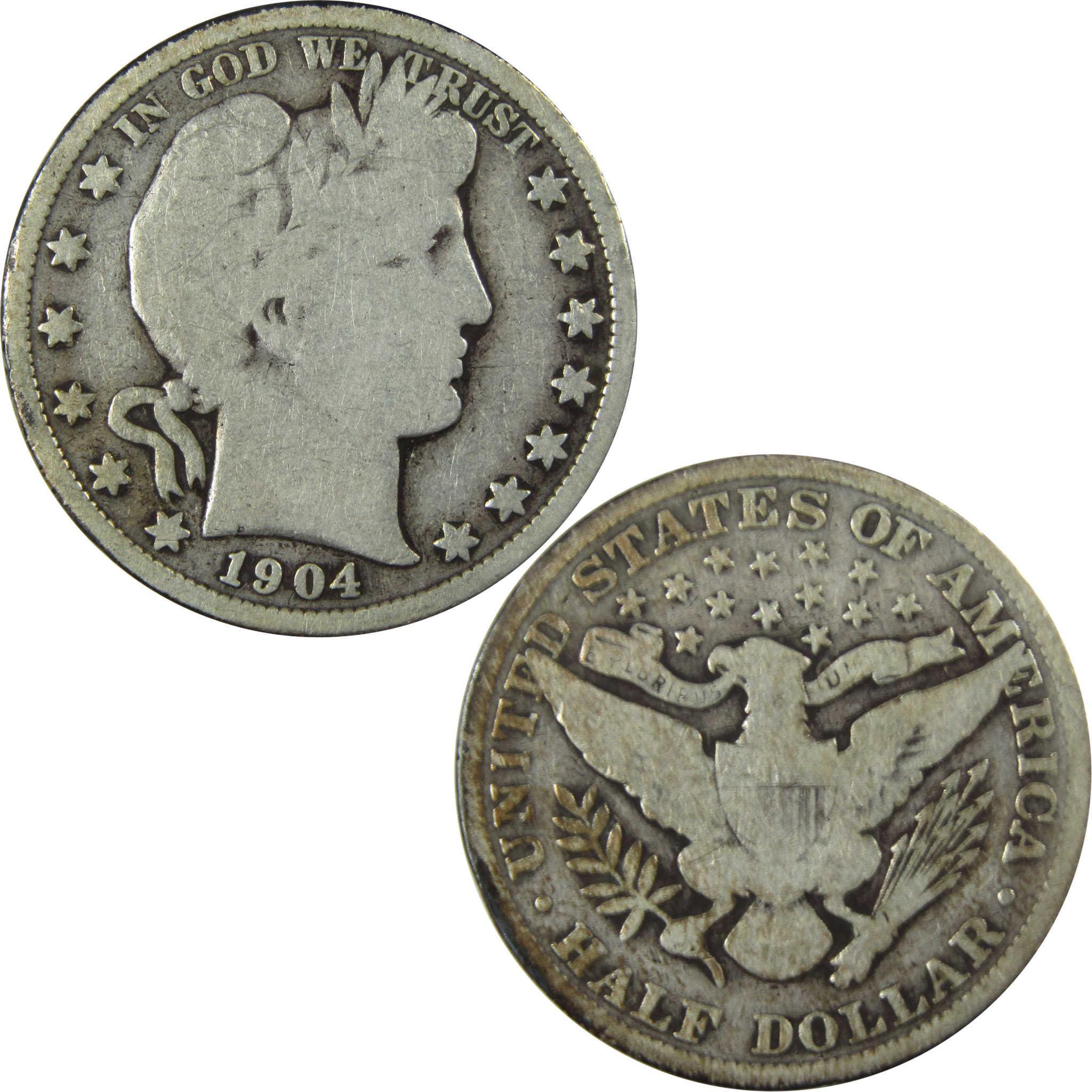 1904 Barber Silver Half Dollar G Good 50c Coin SKU:I25971