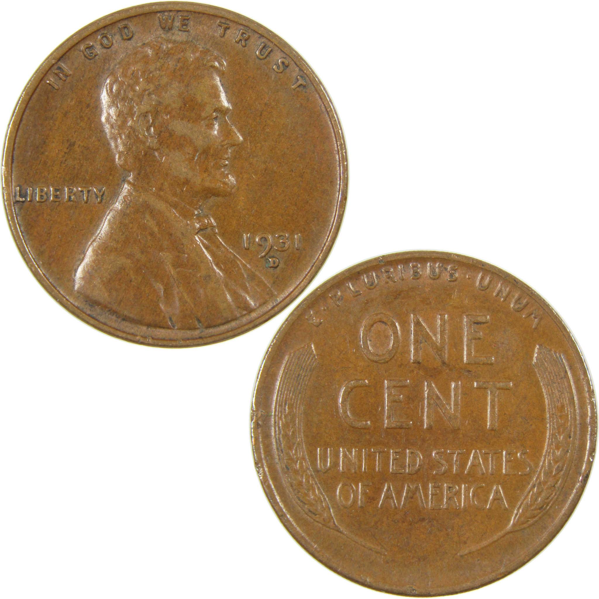 1931 D Lincoln Wheat Cent XF EF Extremely Fine Penny SKU:I27303