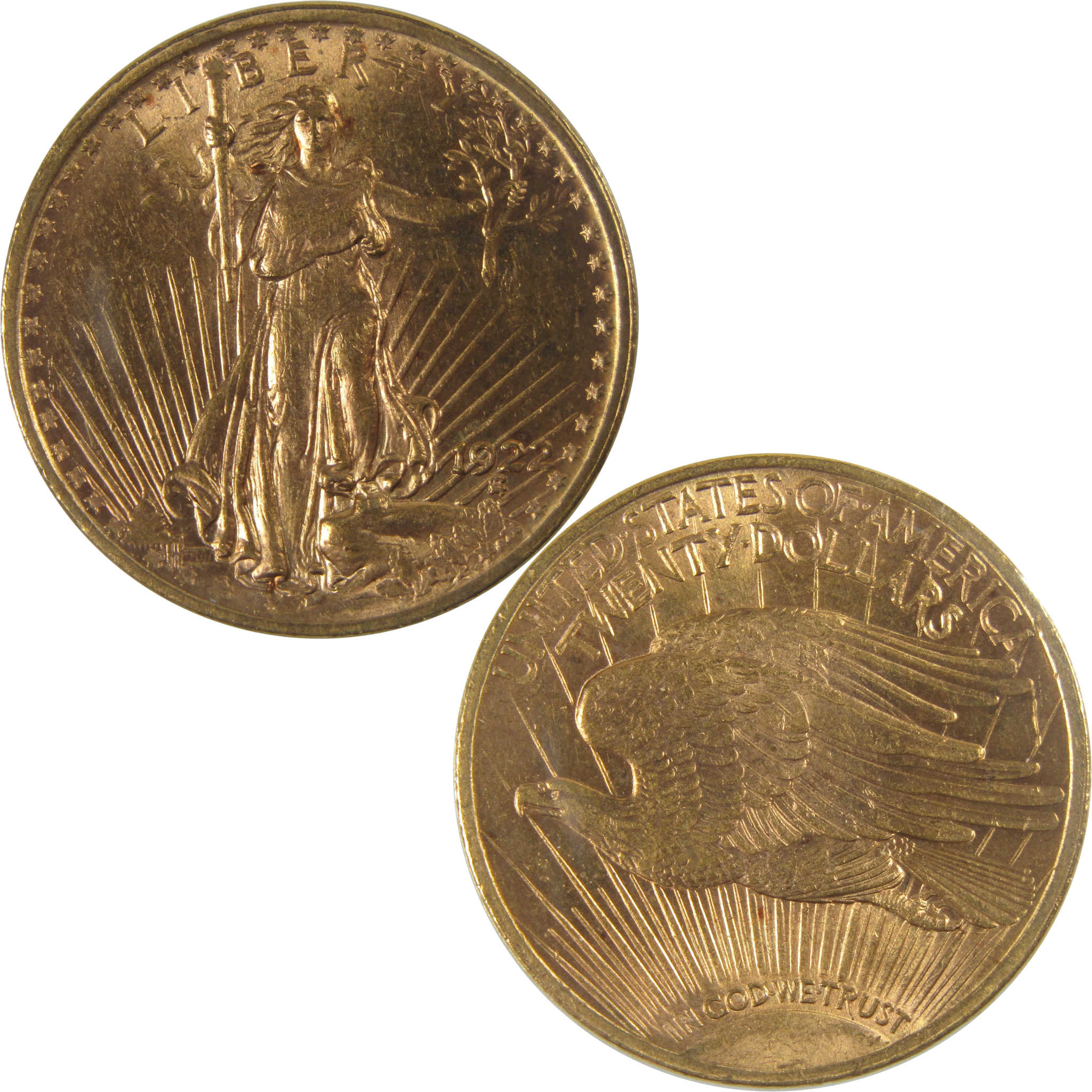 1922 Saint-Gaudens Gold Double Eagle AU About Uncirculated $20 Coin