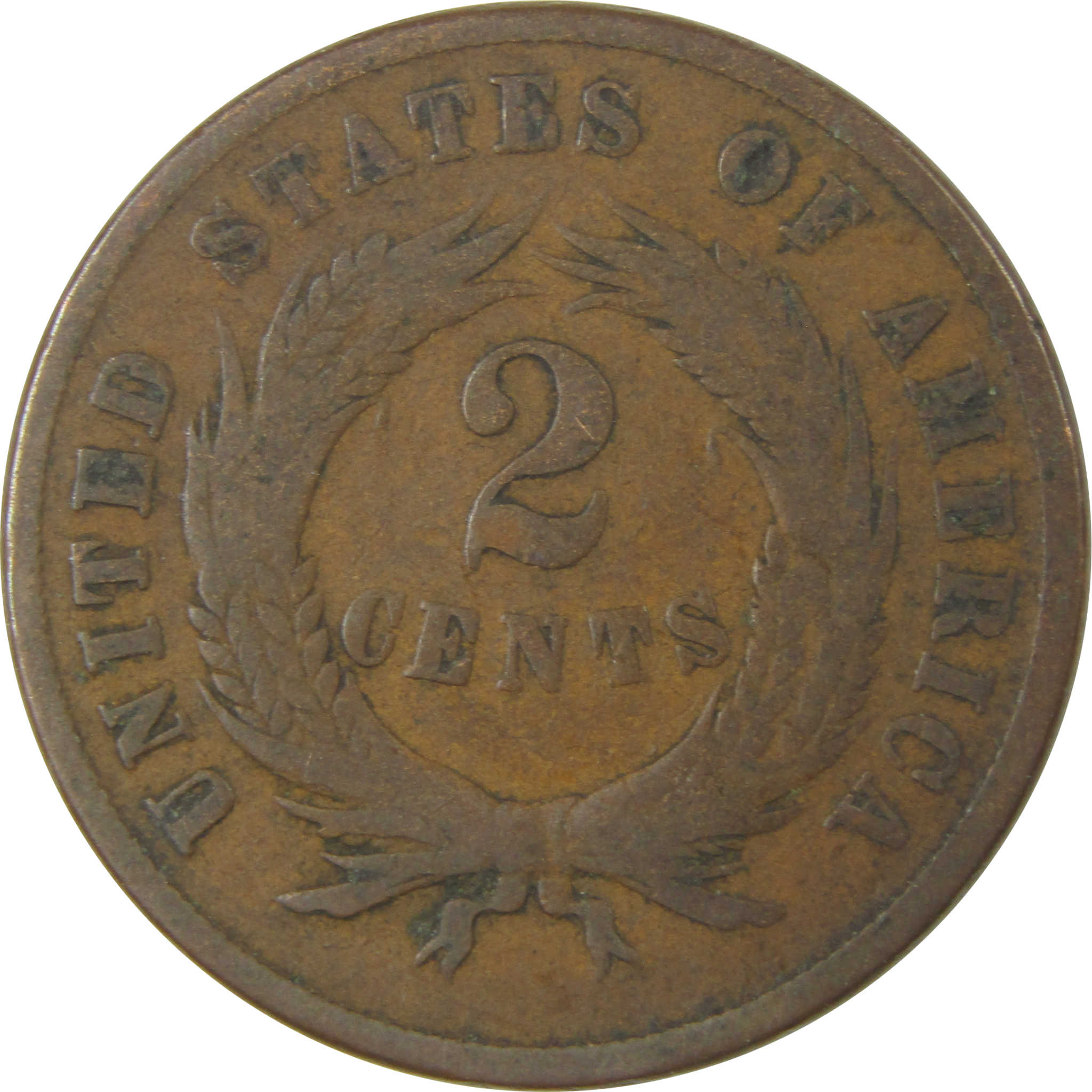 1865 Two Cent Piece G Good 2c Coin SKU:I20265