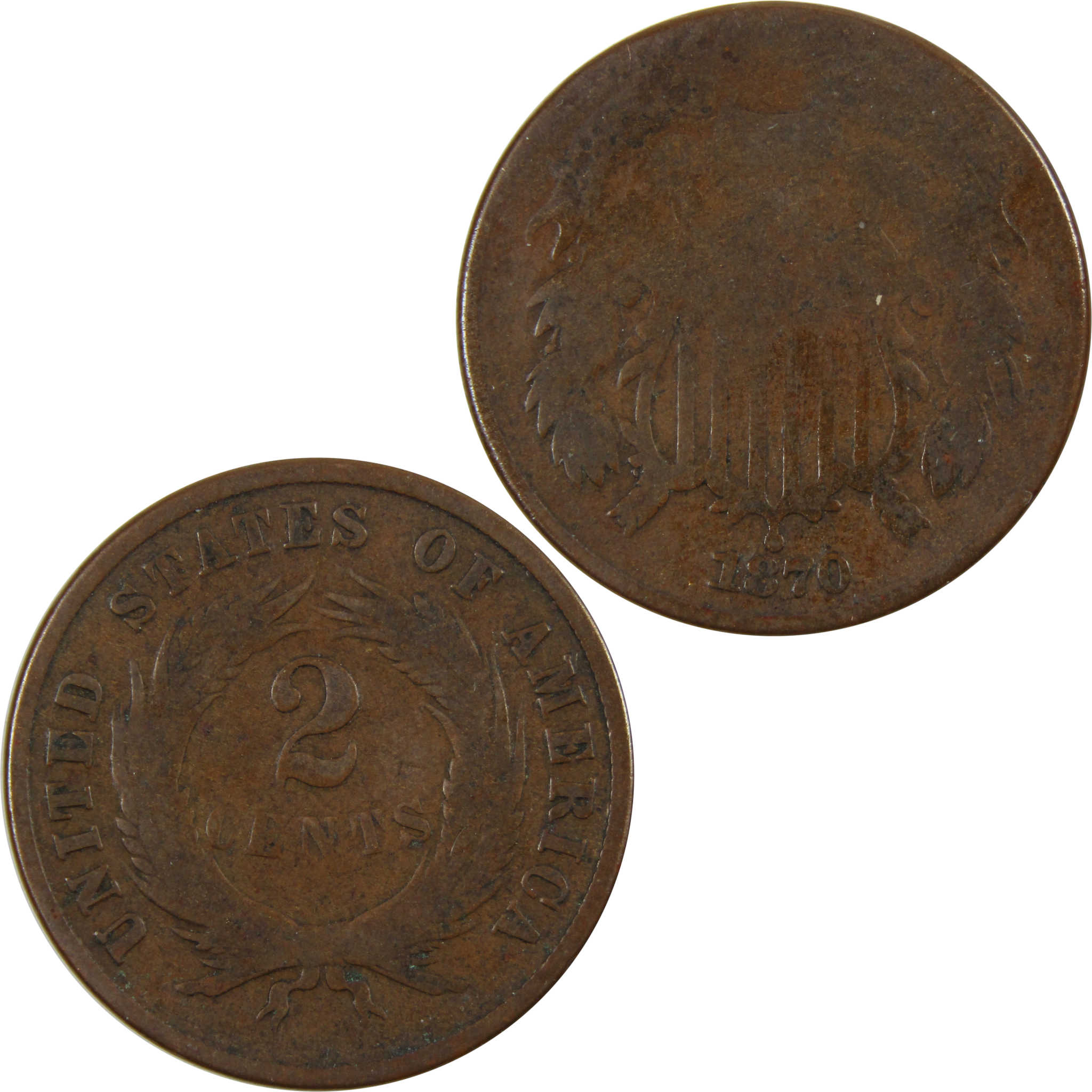 1870 Two Cent Piece AG About Good 2c Coin SKU:I7772