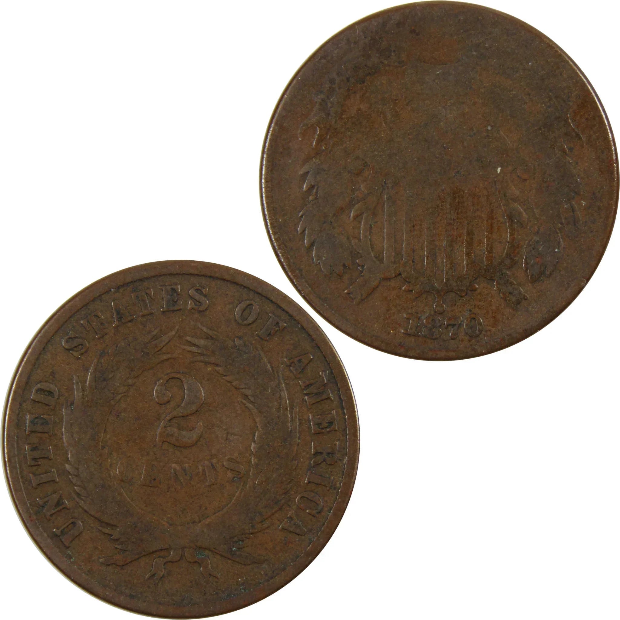 1870 Two Cent Piece AG About Good 2c Coin SKU:I7772