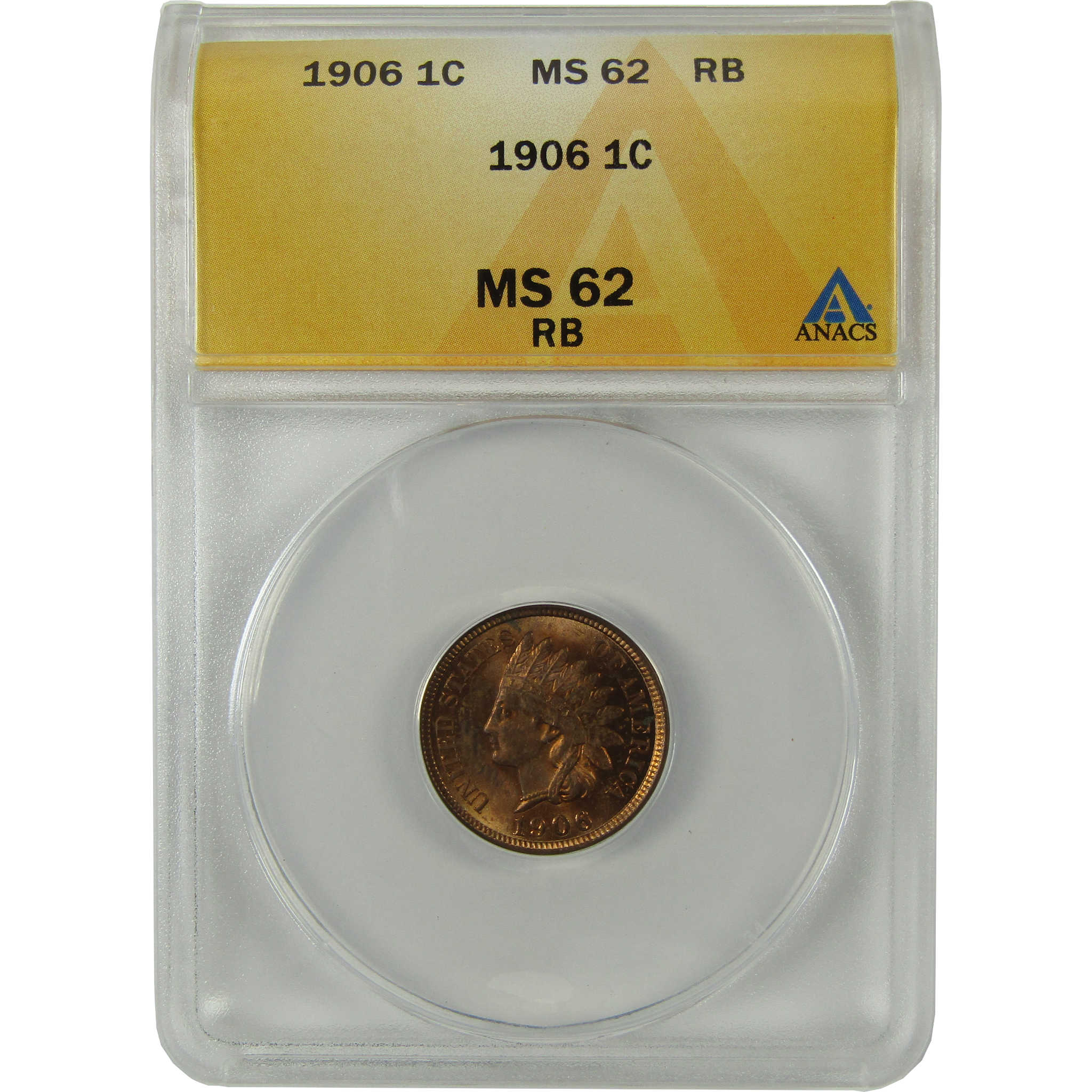1906 Indian Head Cent MS 62 RB ANACS Uncirculated Penny SKU:I28407