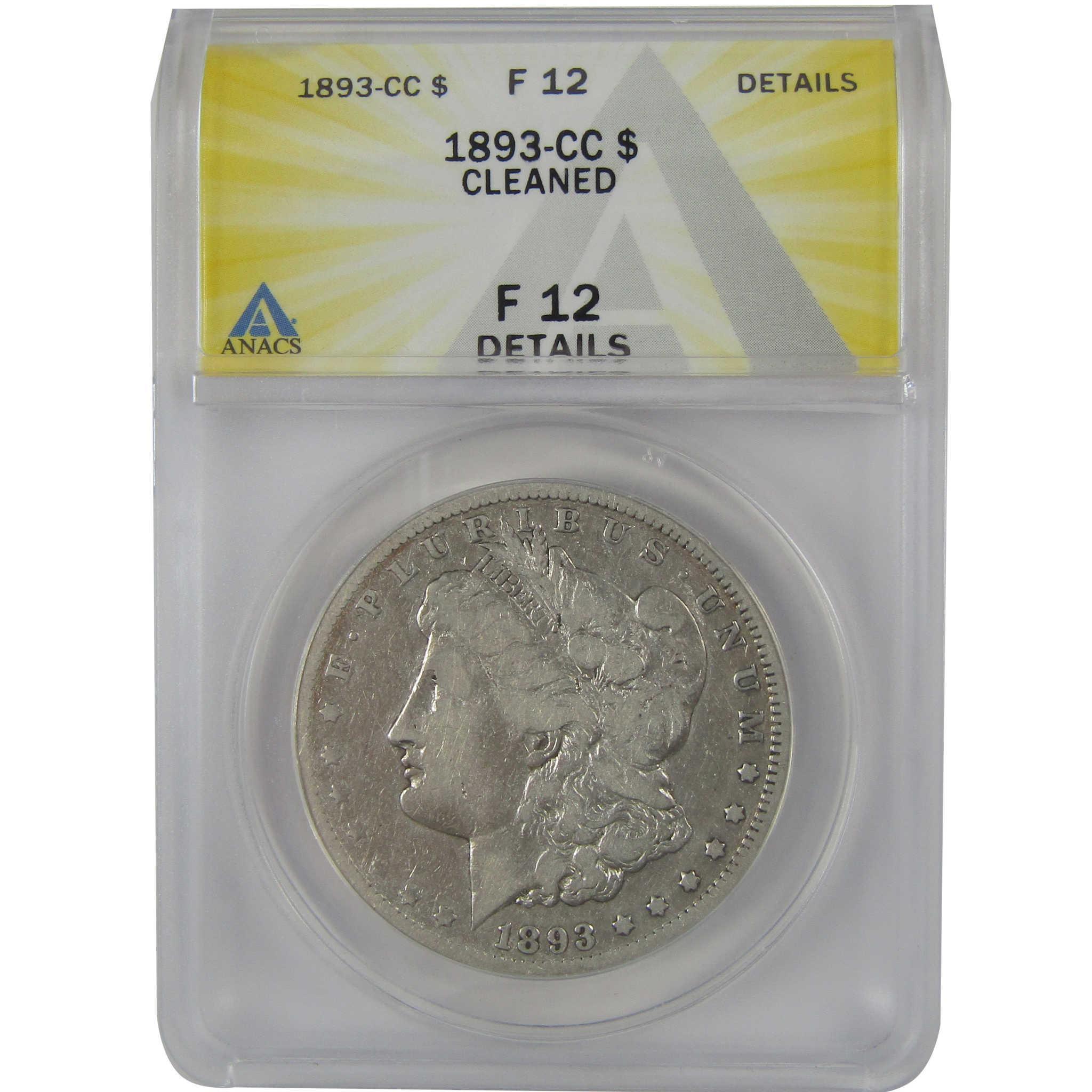 1893 CC Morgan Dollar F 12 Details ANACS Silver $1 Coin SKU:CP110 - Morgan coin - Morgan silver dollar - Morgan silver dollar for sale - Profile Coins & Collectibles