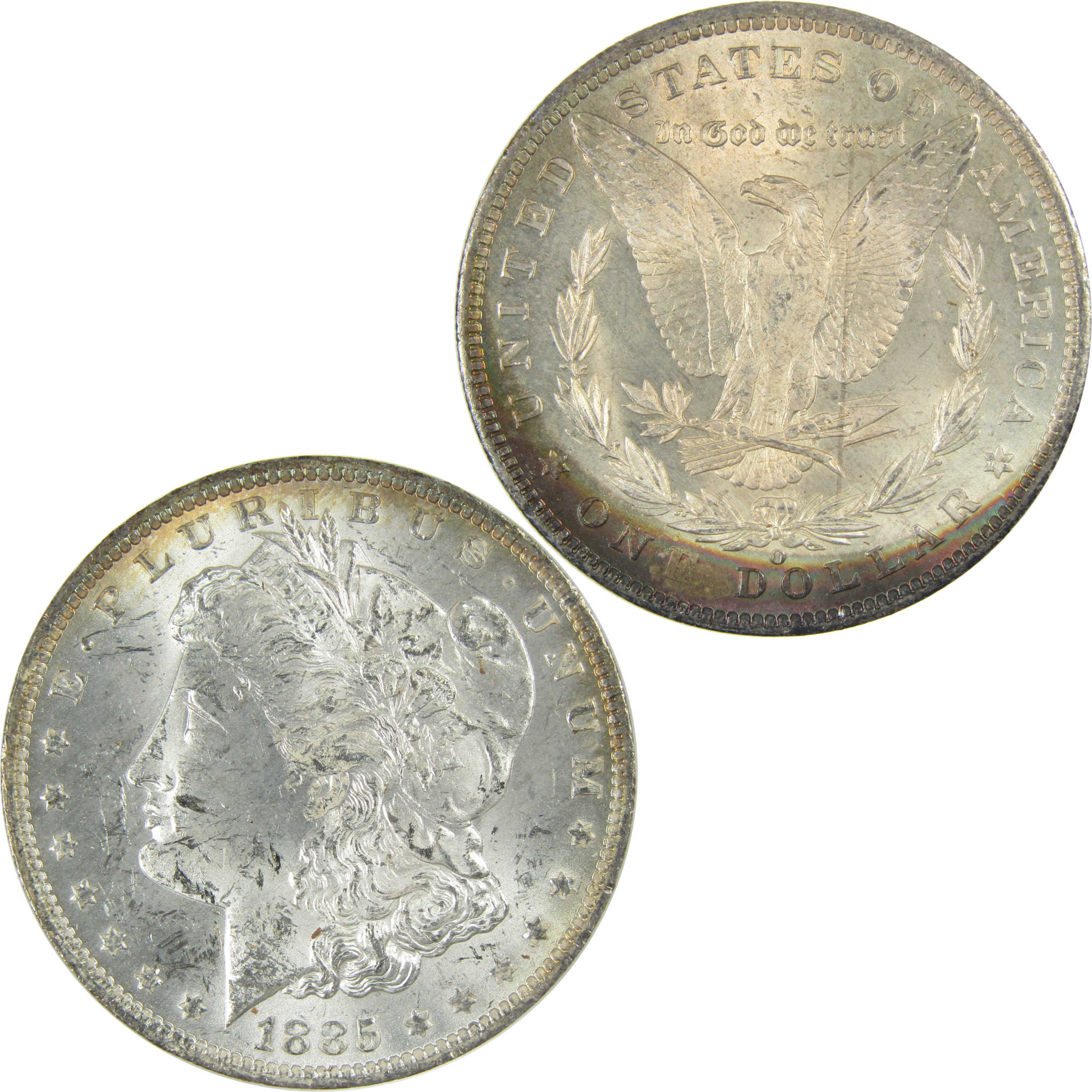 1885 O Morgan Silver Dollar Uncirculated $1 Coin Toned SKU:I27486