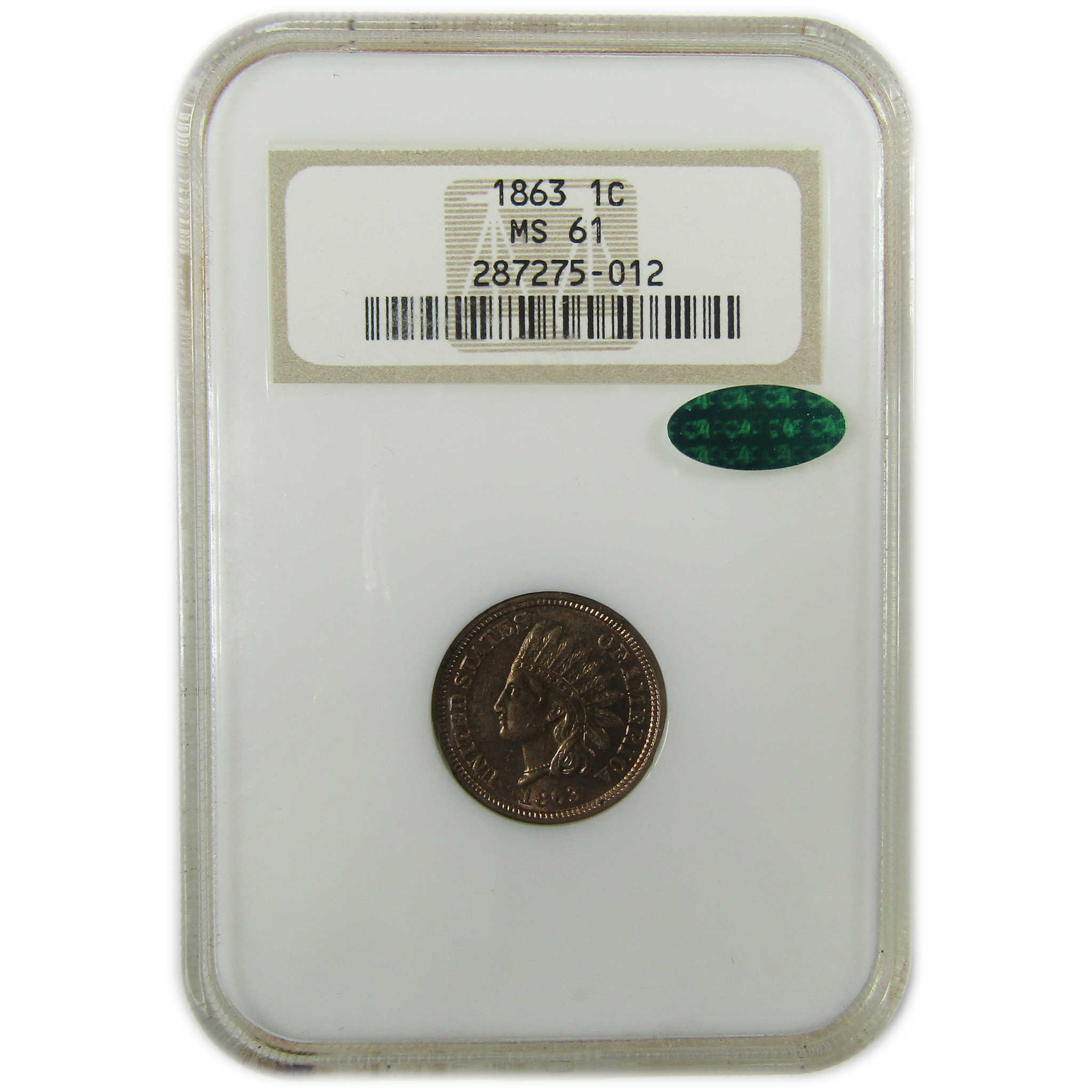 1863 Indian Head Cent MS 61 NGC CAC Uncirculated Penny SKU:CP1572