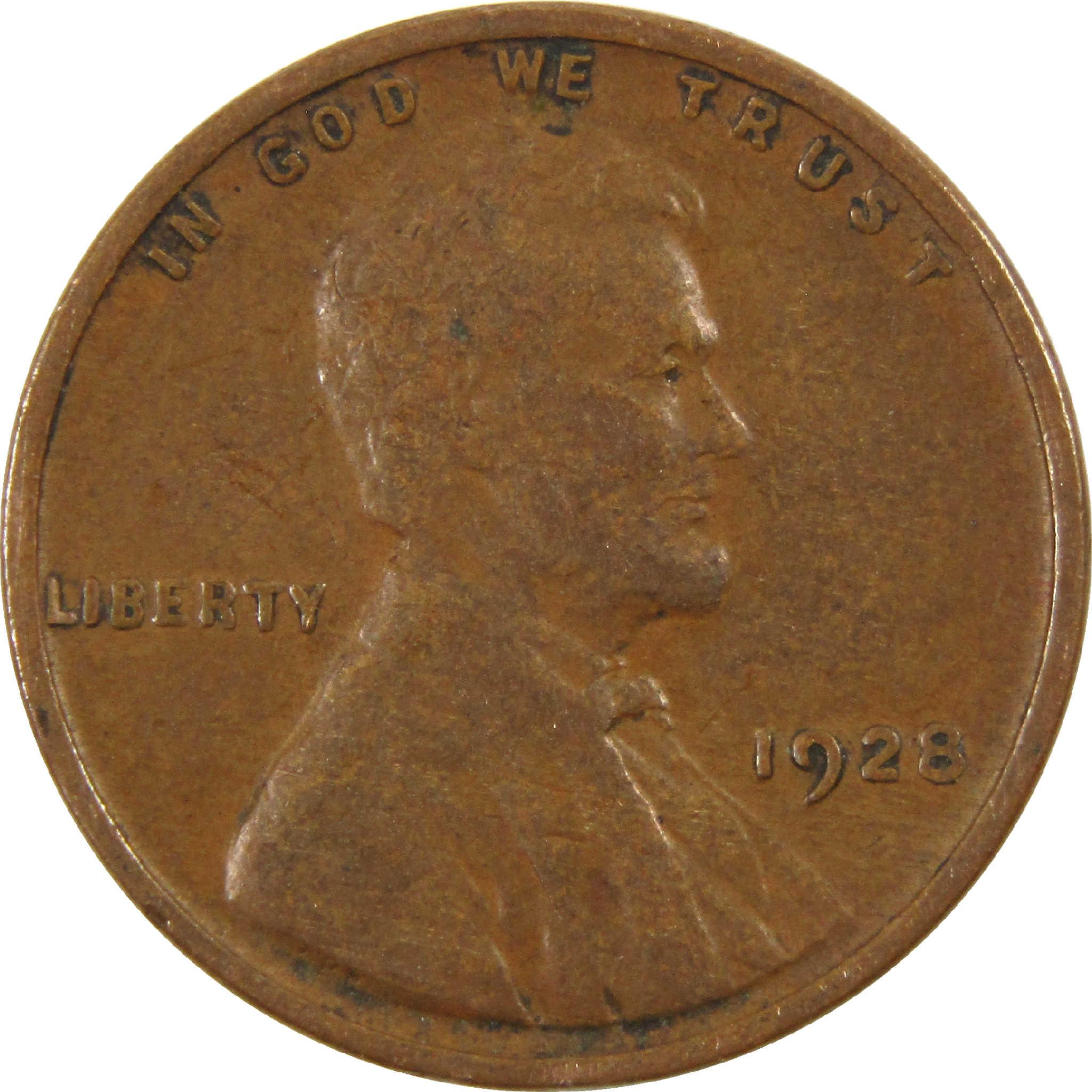 1928 Lincoln Wheat Cent F Fine Penny 1c Coin