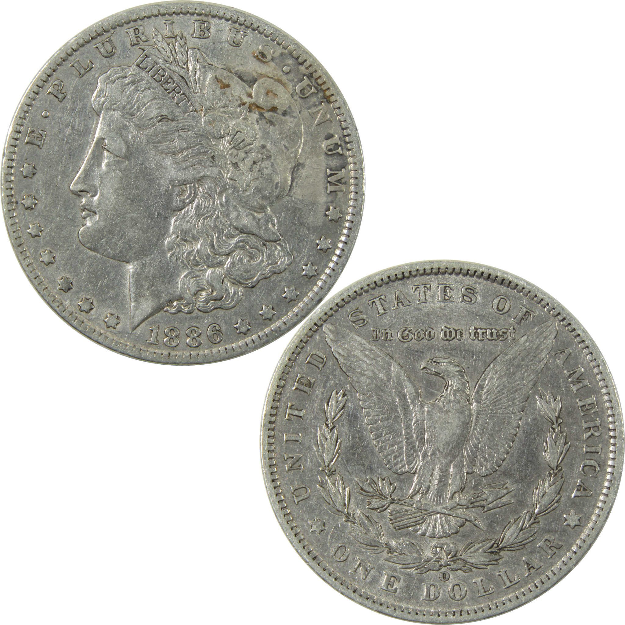 1886 O E on Reverse Morgan Dollar XF Details Silver $1 Coin SKU:I14225 - Morgan coin - Morgan silver dollar - Morgan silver dollar for sale - Profile Coins & Collectibles