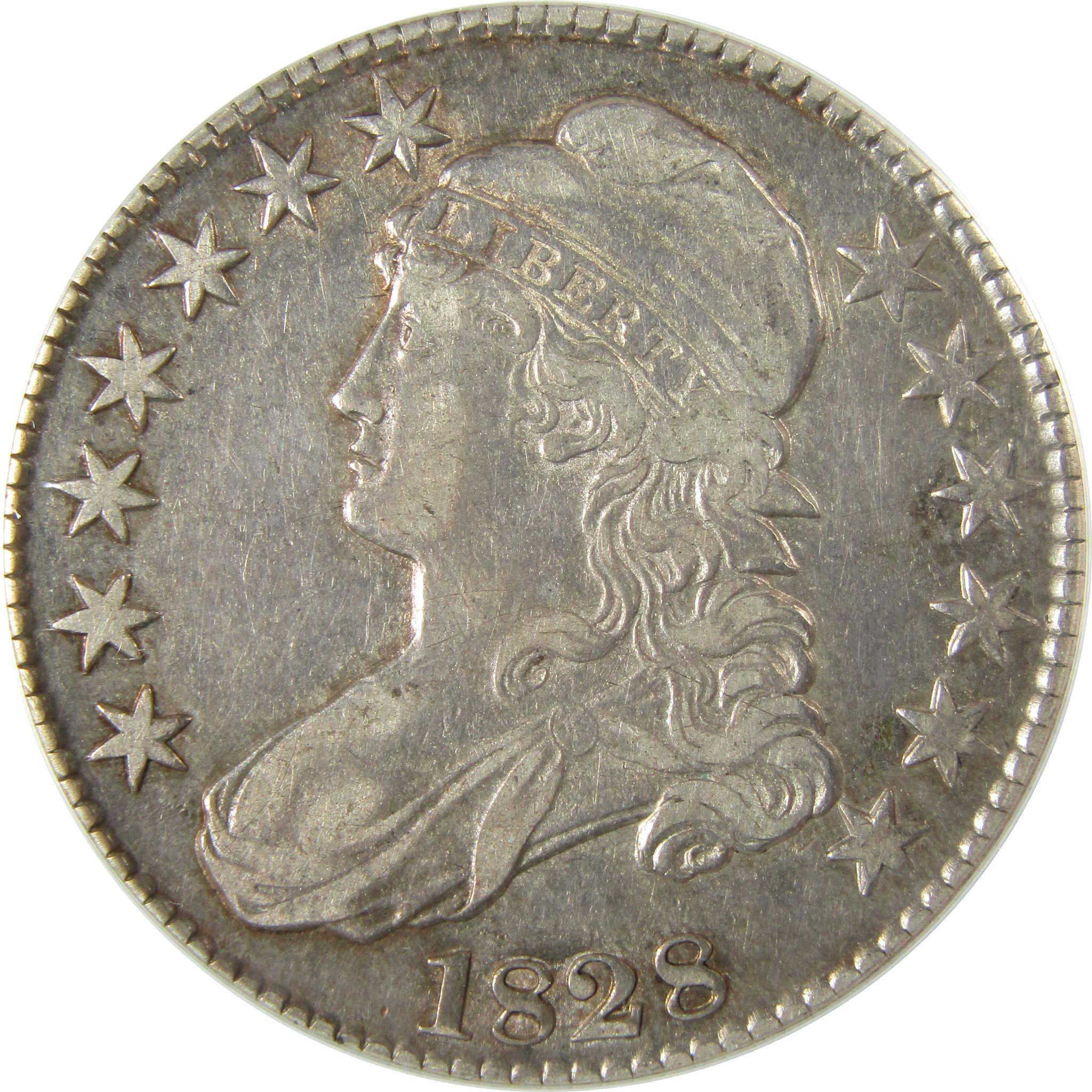 1828 Sq Base 2 Sm 8's Capped Bust 50c VF 35 Details ANACS SKU:I25401