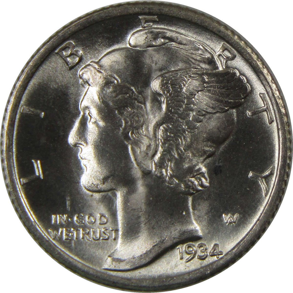 1934 D Mercury Silver Dime BU Choice Uncirculated Mint State 10c Coin