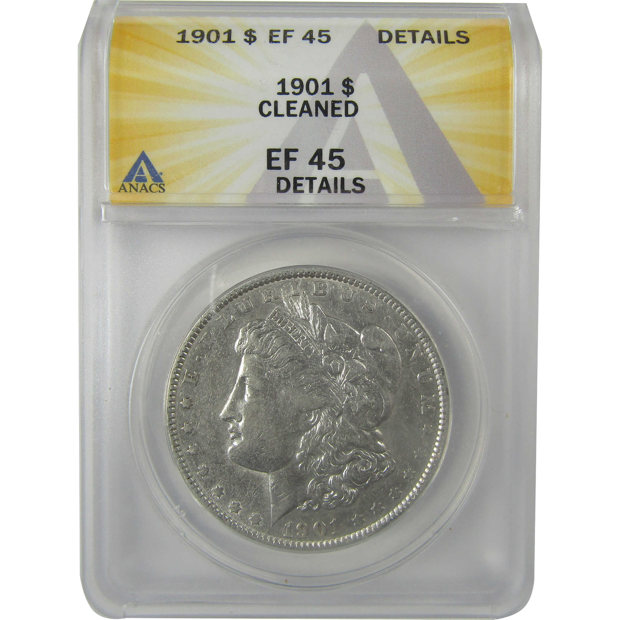 1901 Morgan Dollar EF 45 Details ANACS Silver $1 Coin SKU:I21262 - Morgan coin - Morgan silver dollar - Morgan silver dollar for sale - Profile Coins & Collectibles