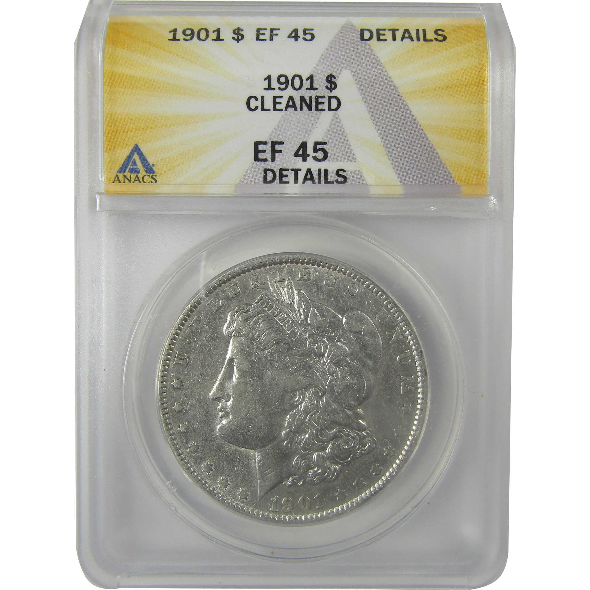 1901 Morgan Dollar EF 45 Details ANACS Silver $1 Coin SKU:I21262 - Morgan coin - Morgan silver dollar - Morgan silver dollar for sale - Profile Coins & Collectibles