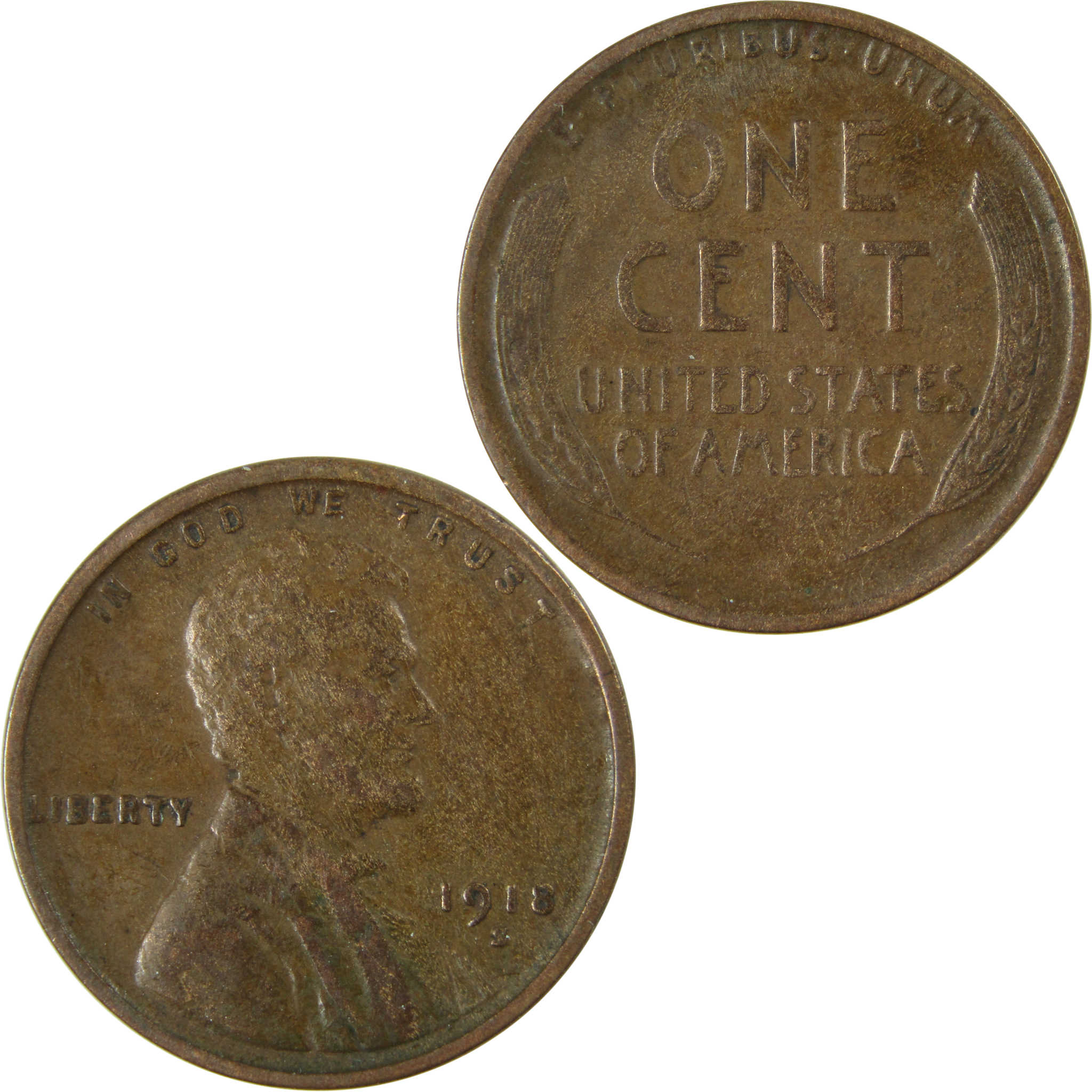 1918 S Lincoln Wheat Cent VF Very Fine Penny 1c Coin SKU:I25880