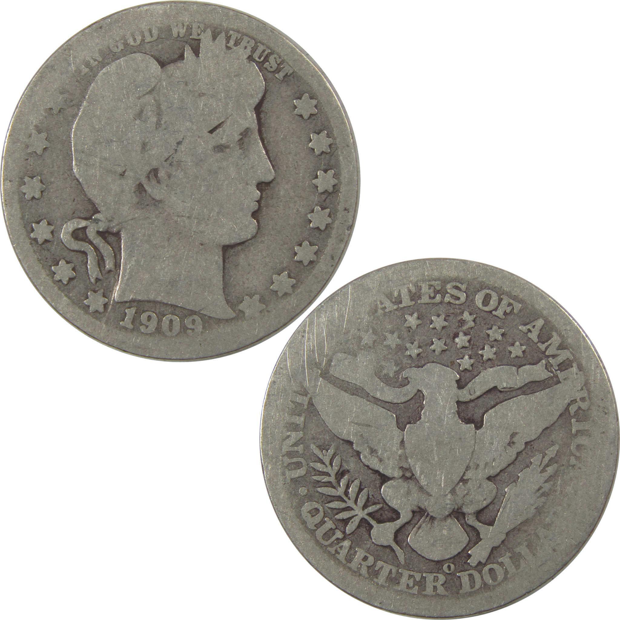 1909 O Barber Silver Quarter AG About Good 25c Coin SKU:I24495