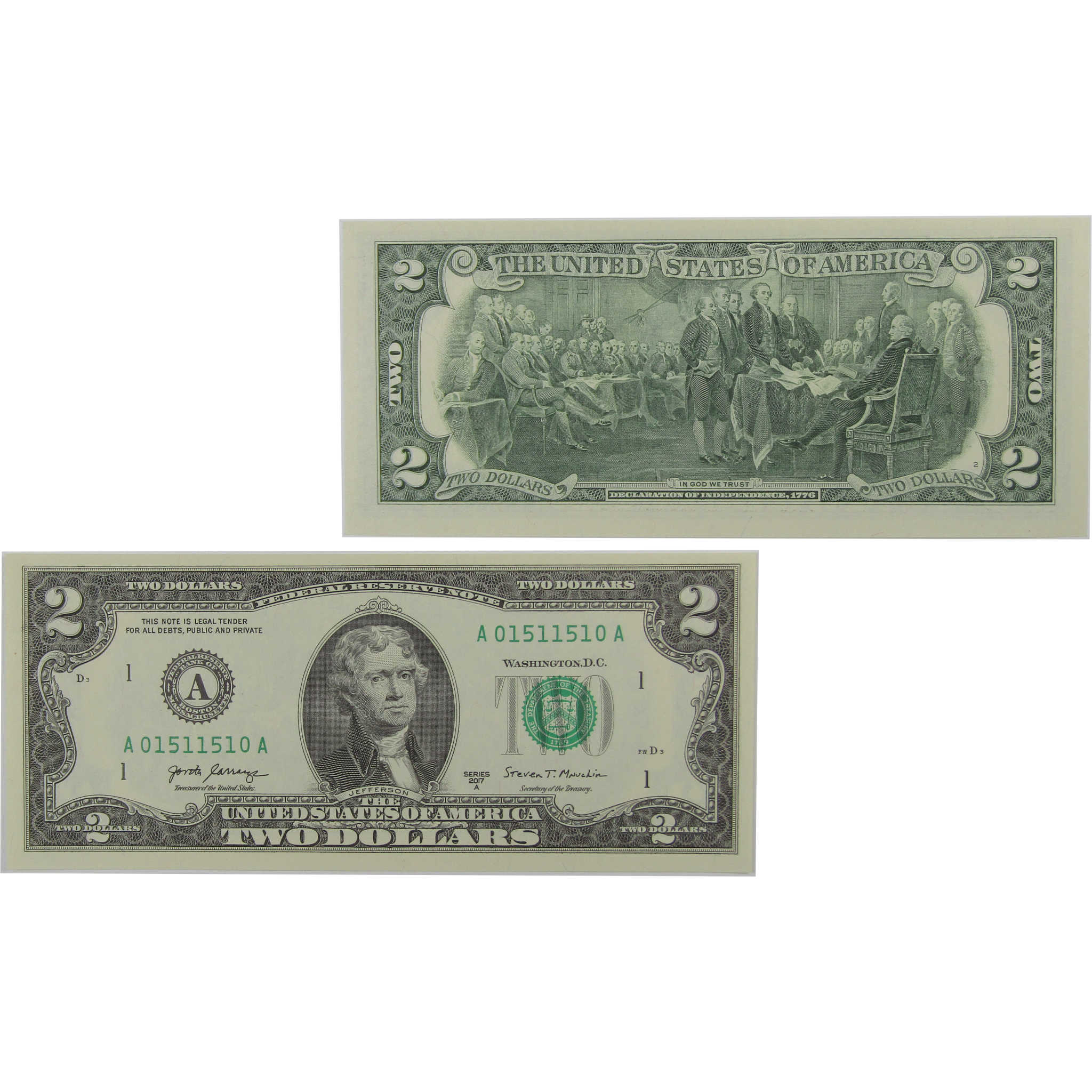 2017 A $2 Federal Reserve Radar Note CCU Choice Crisp Uncirculated
