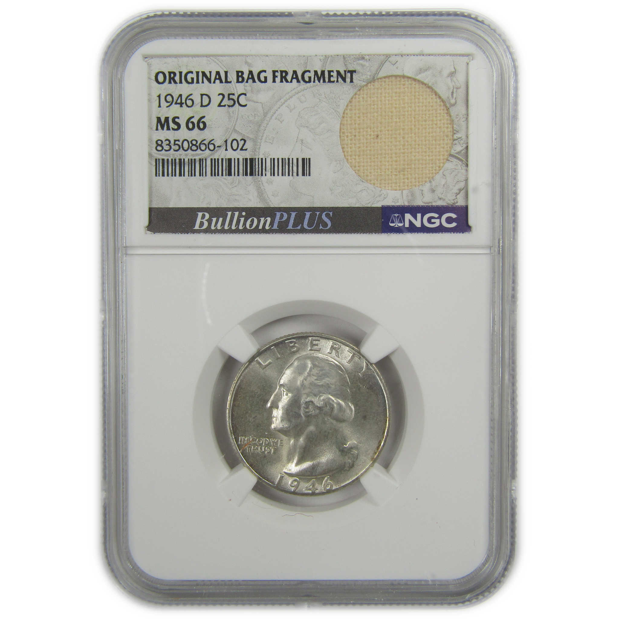 1946 D Washington Quarter MS 66 NGC Silver Bag Fragment SKU:I20513