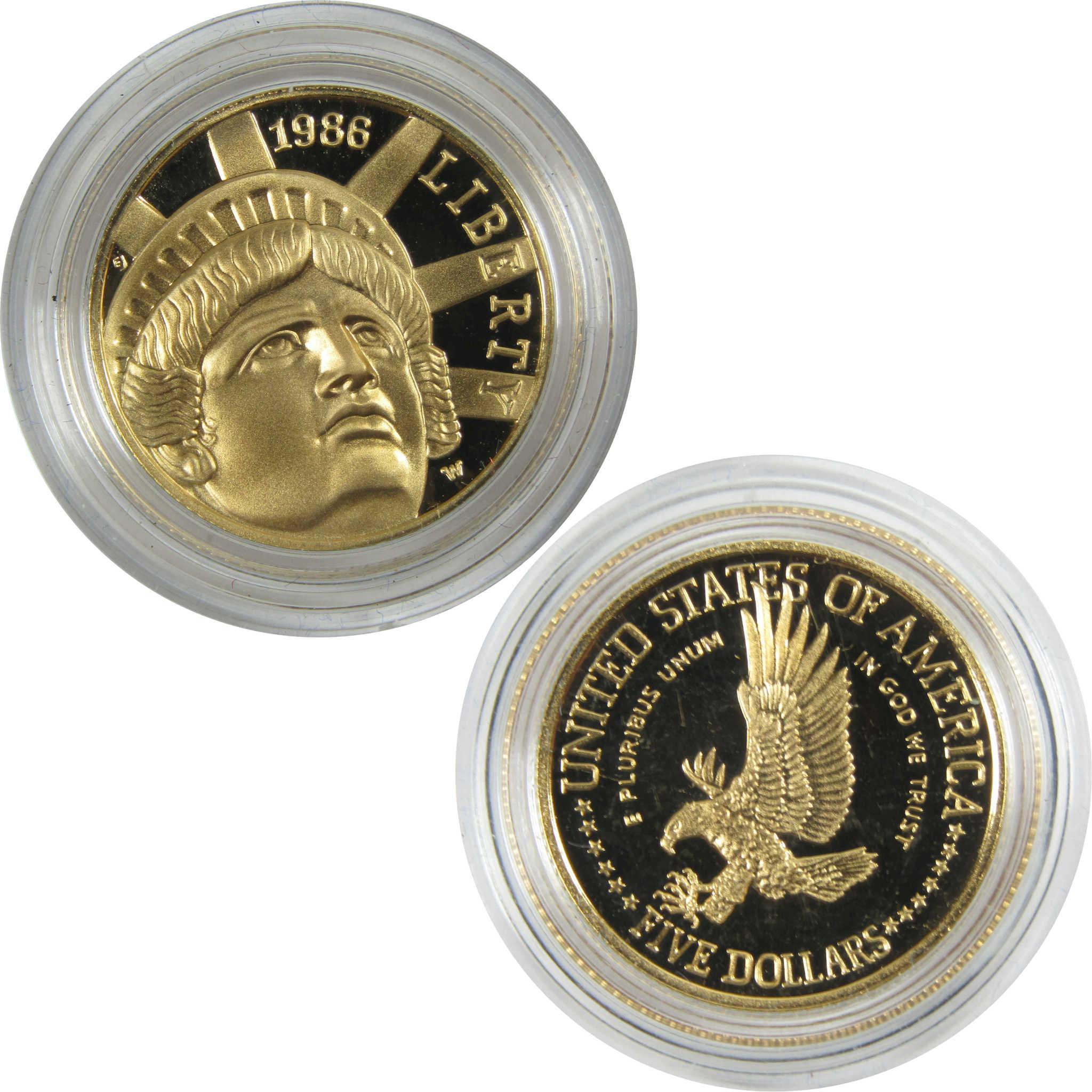 1986 W Statue of Liberty Centennial Commemorative Gold Proof $5 Coin