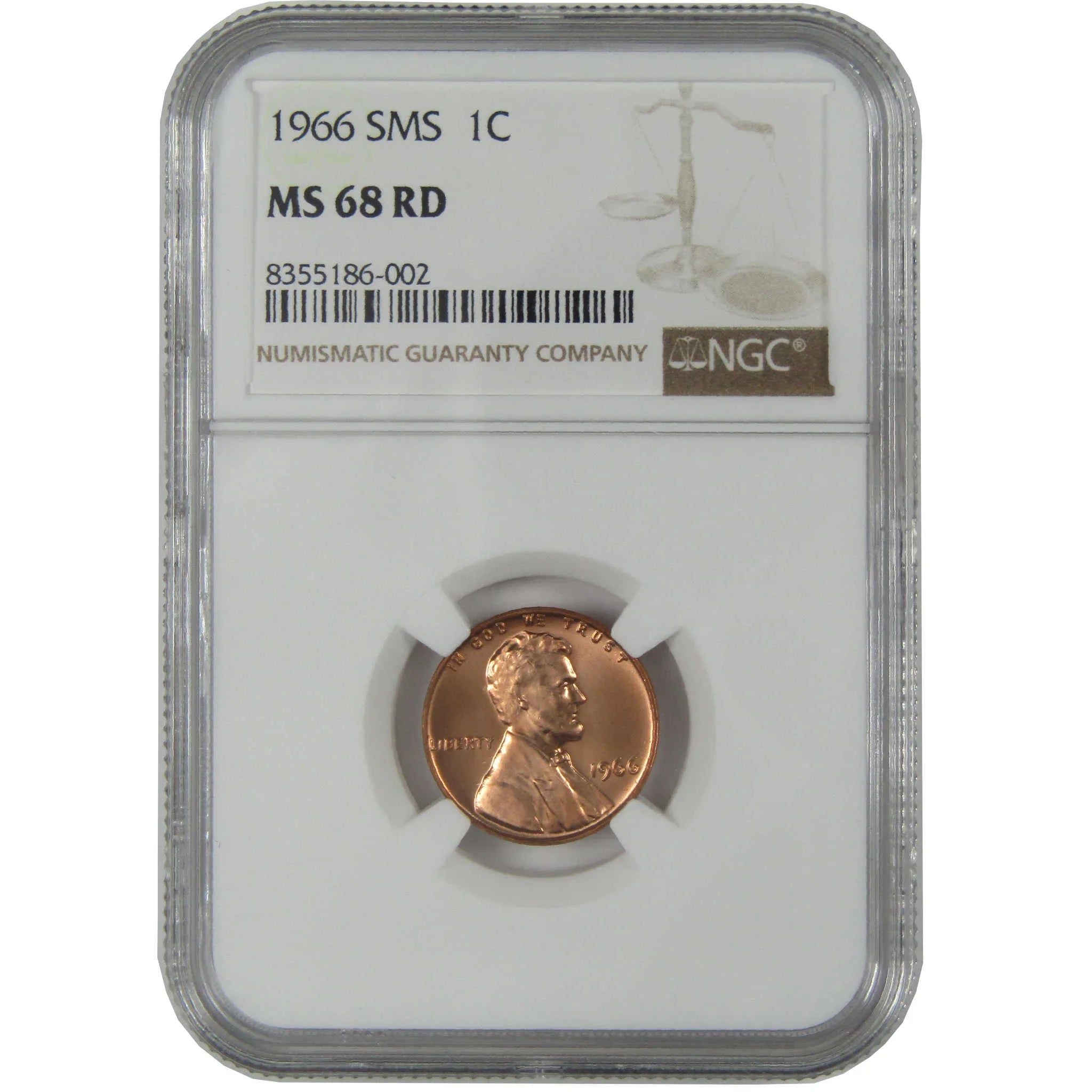 1966 SMS Lincoln Memorial Cent MS 68 RD NGC Uncirculated SKU:I27494