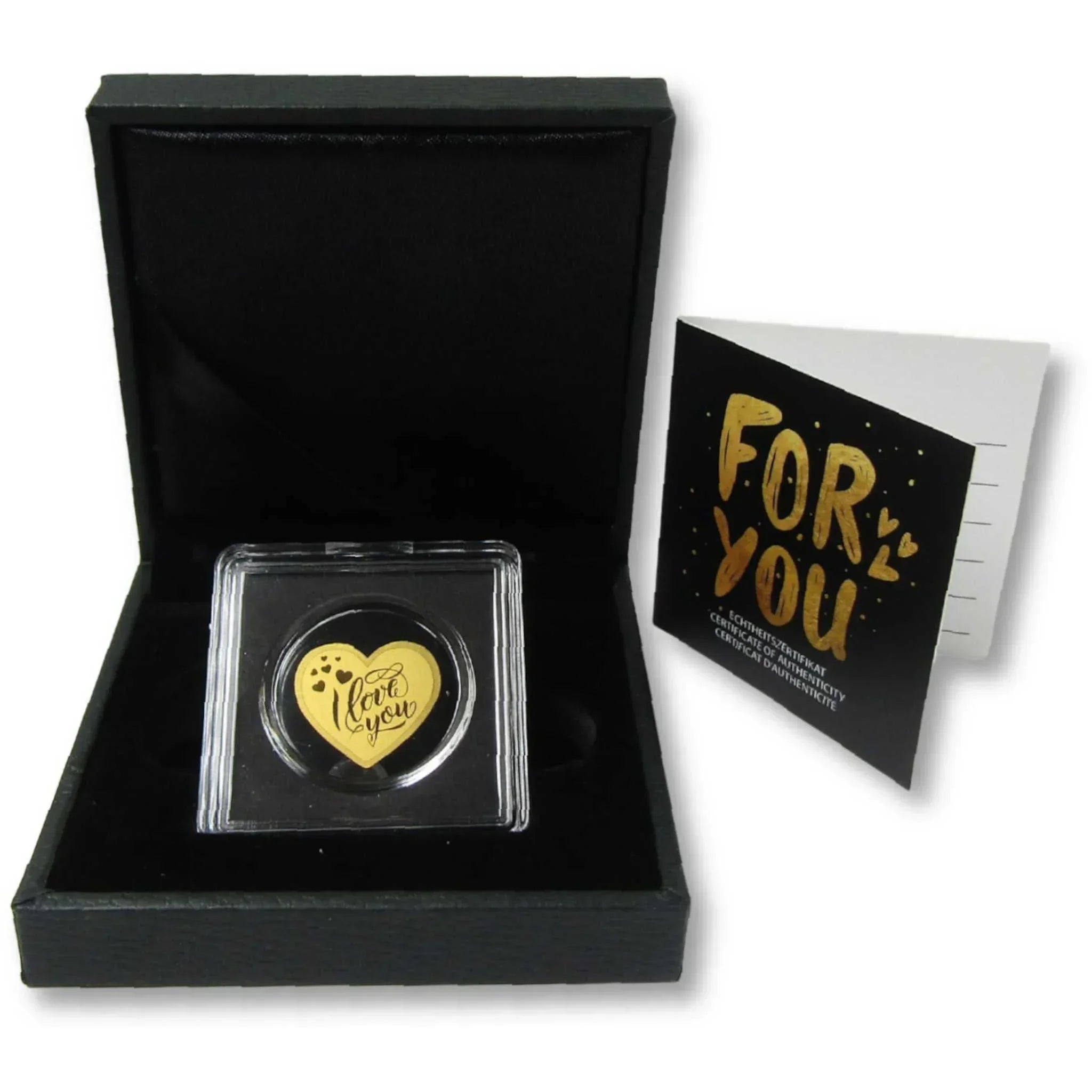 I Love You Heart-Shaped 3000 CFA 1/1000 oz .999 Gold Republic of Chad