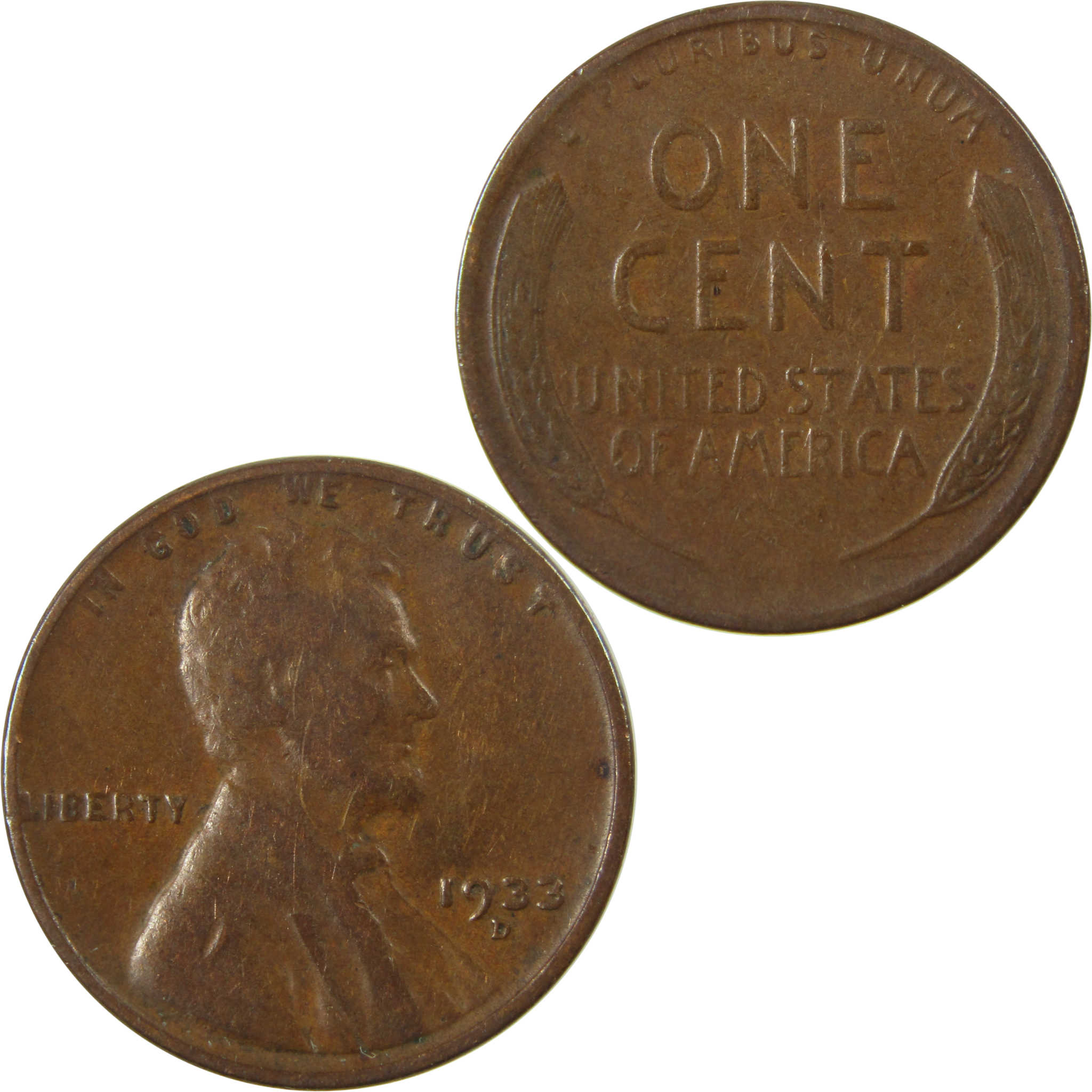 1933 D Lincoln Wheat Cent F Fine Penny 1c Coin Collectible SKU:I26823