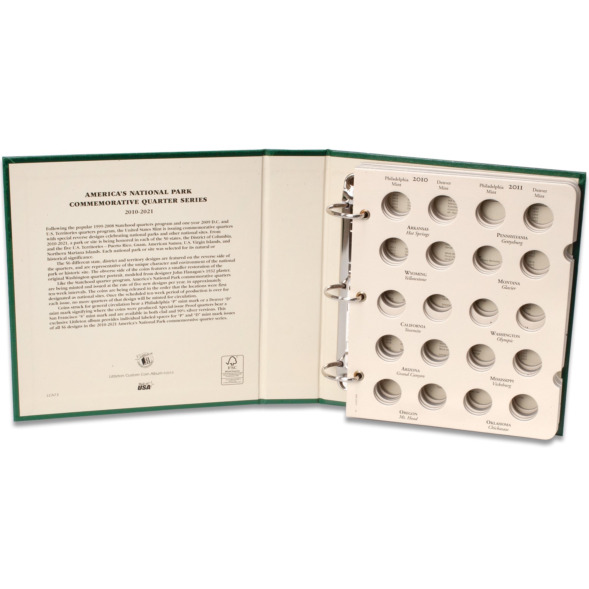 2010-2021 P&D America's National Park Quarter Series Coin Album