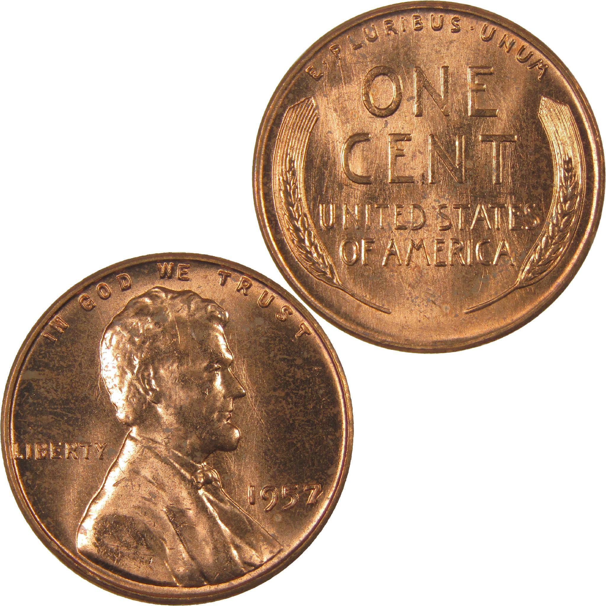 1957 Lincoln Wheat Cent Uncirculated Mint State Penny 1c Coin