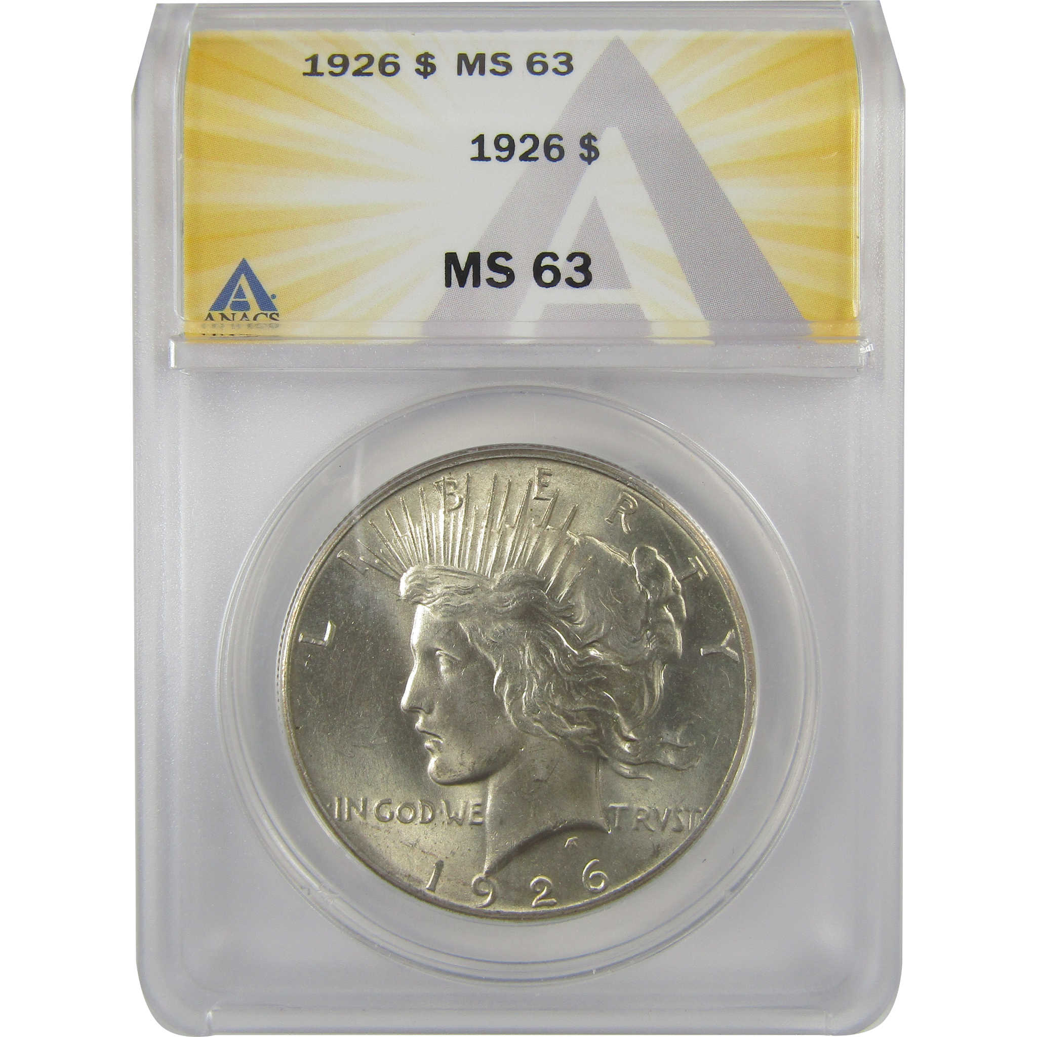 1926 Peace Dollar MS 63 ANACS Silver Uncirculated $1 Coin SKU:I20888