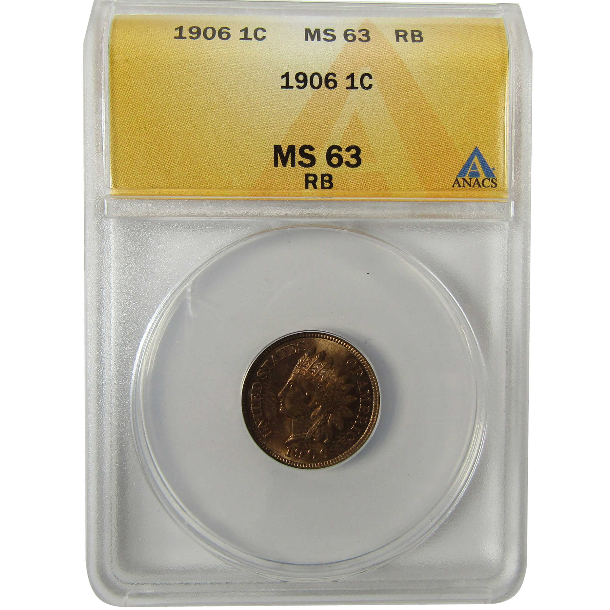 1906 Indian Head Cent MS 63 RB ANACS Uncirculated Penny SKU:I28416